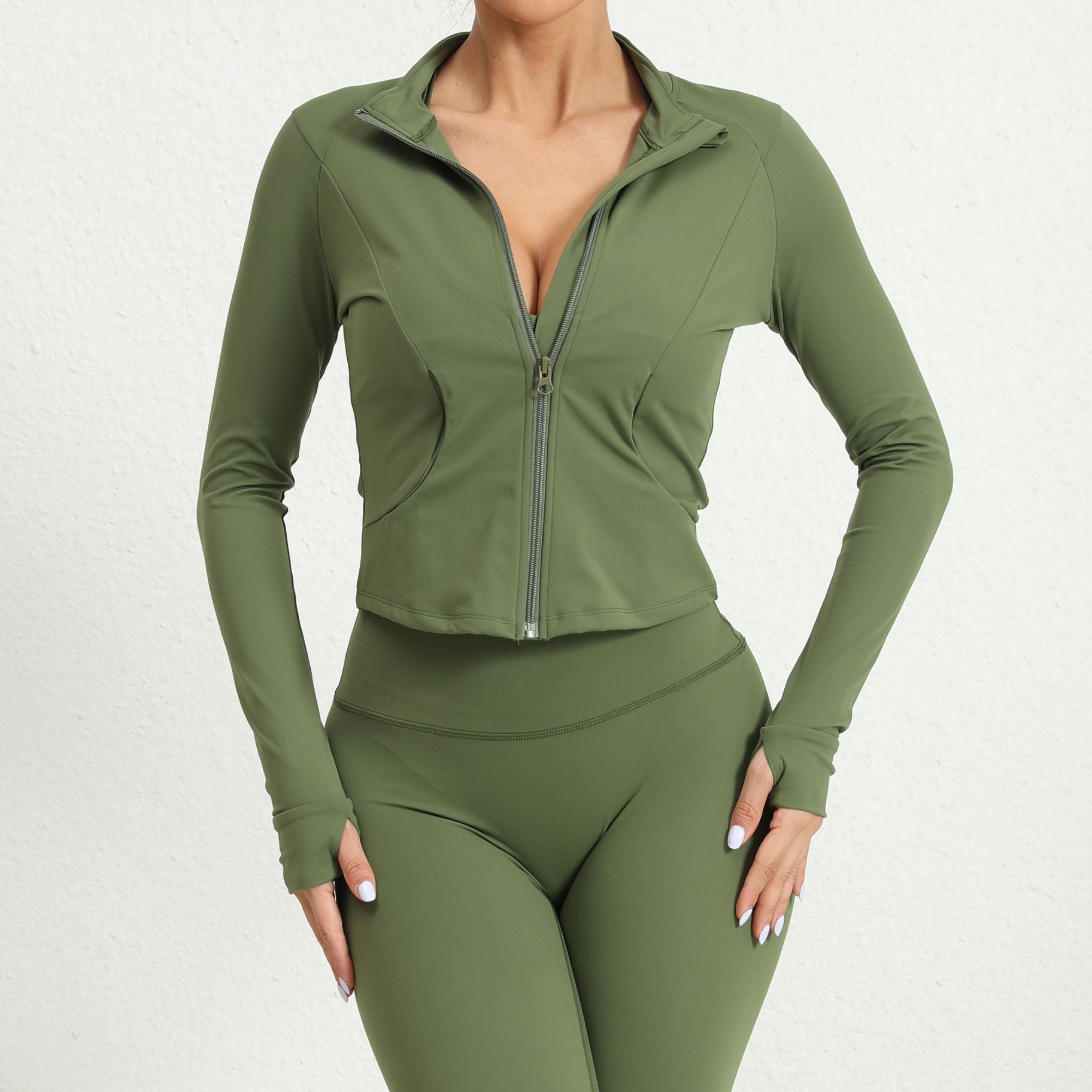 Outdoor Running Yoga Jacket for Women | Zip-Up High Neck Quick-Dry Long Sleeve Top