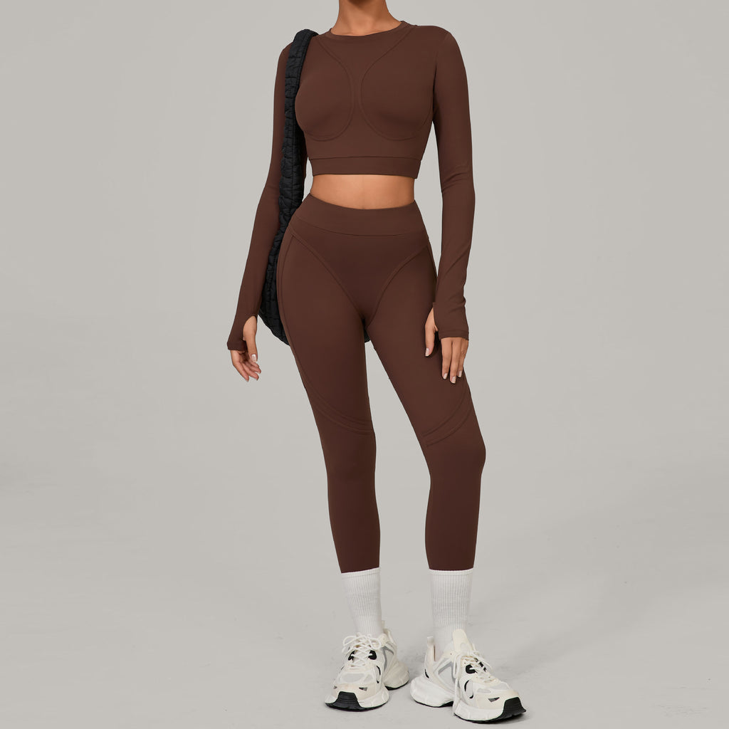 Brushed Compression Quick-Dry Yoga Set | Winter Outdoor Running Outfit