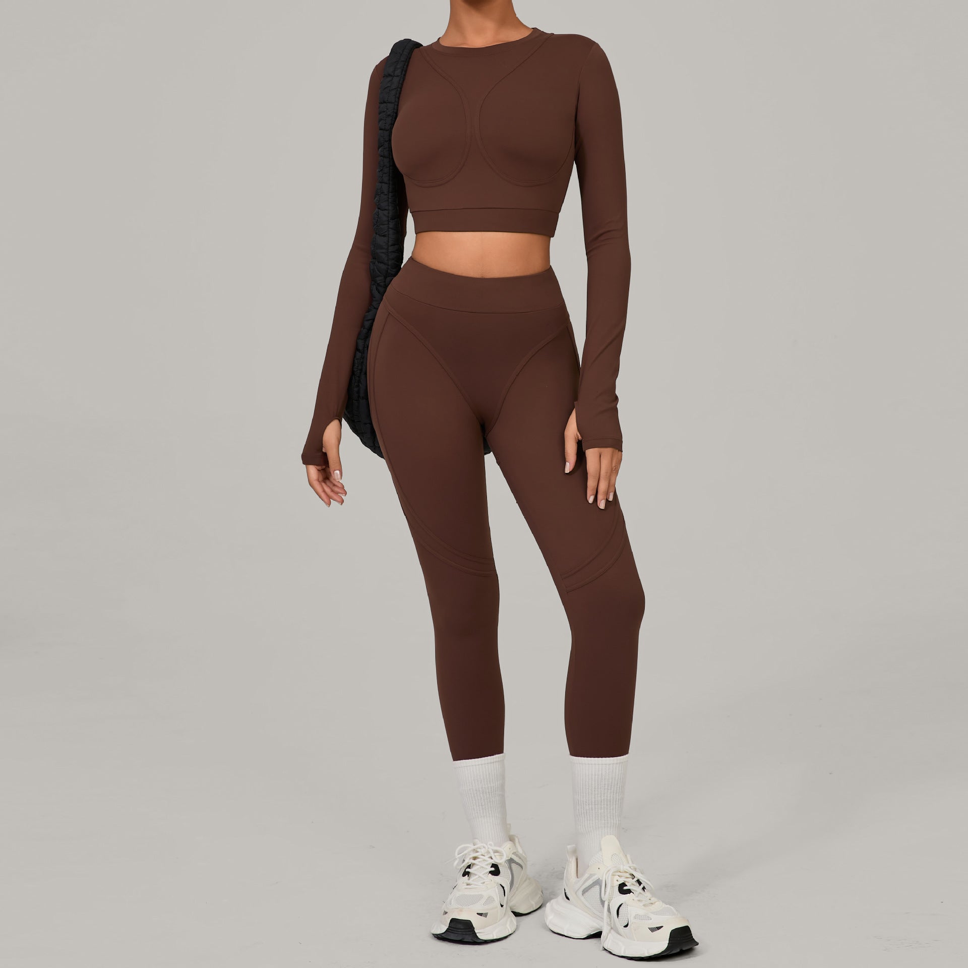 Brushed Compression Quick-Dry Yoga Set | Winter Outdoor Running Outfit
