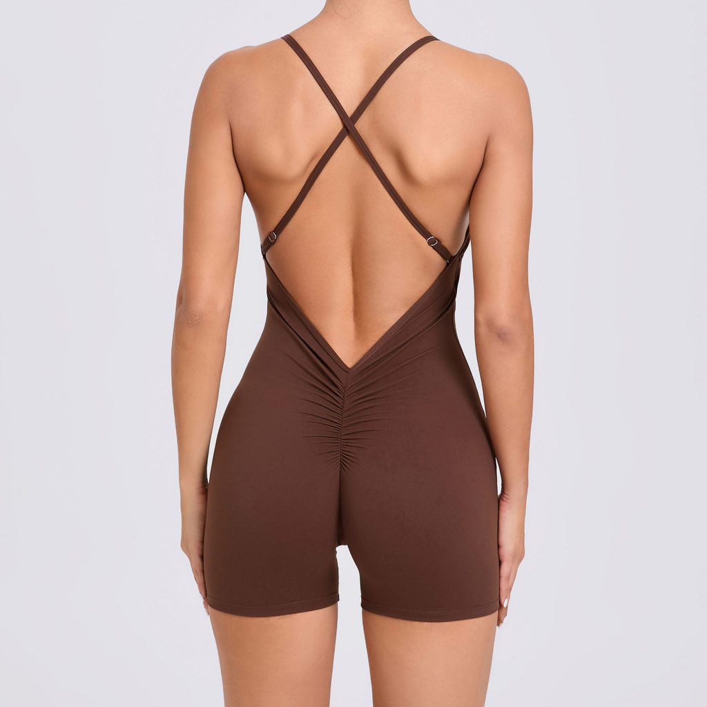 Quick-Dry Bare-Feel Yoga Jumpsuit Back Sculpting Running Fitness Bodysuit