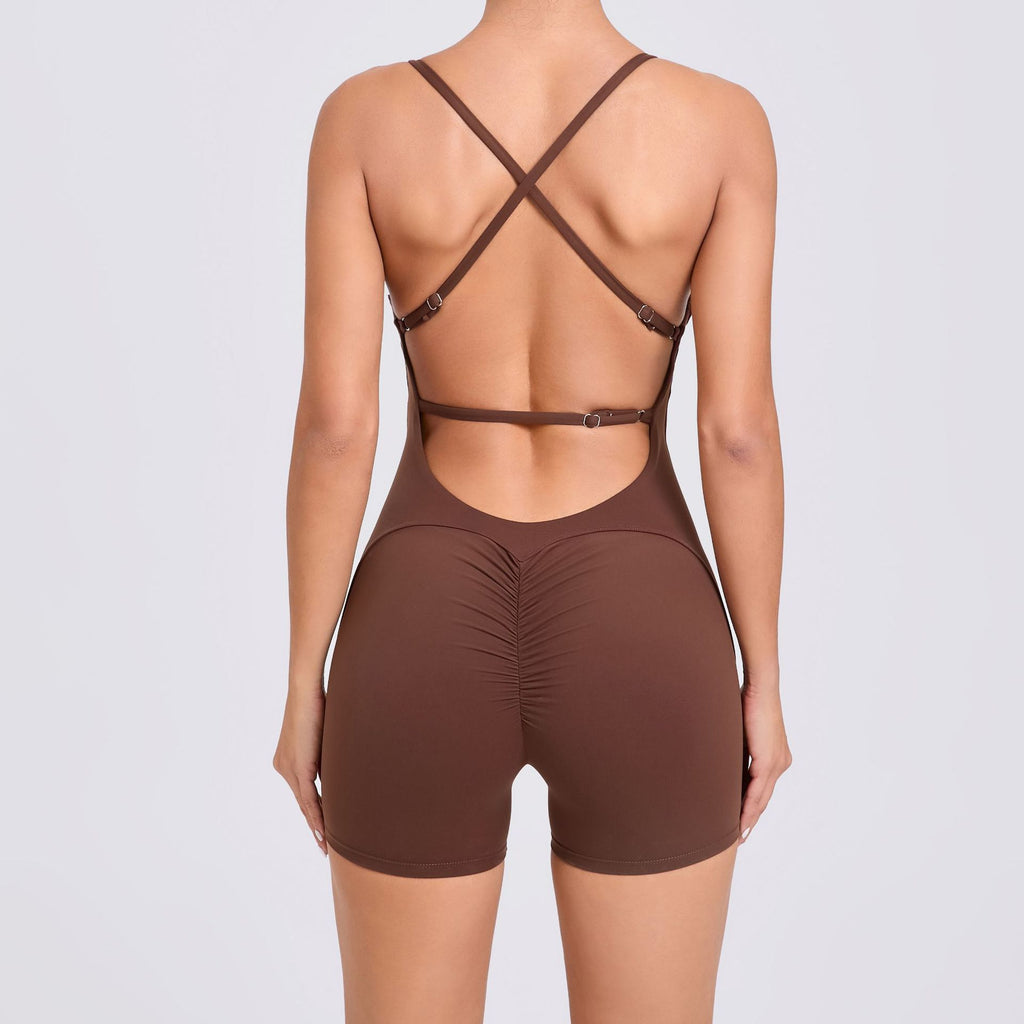 Scrunch Butt Backless Yoga Jumpsuit Running Quick-Dry Gym Bodysuit