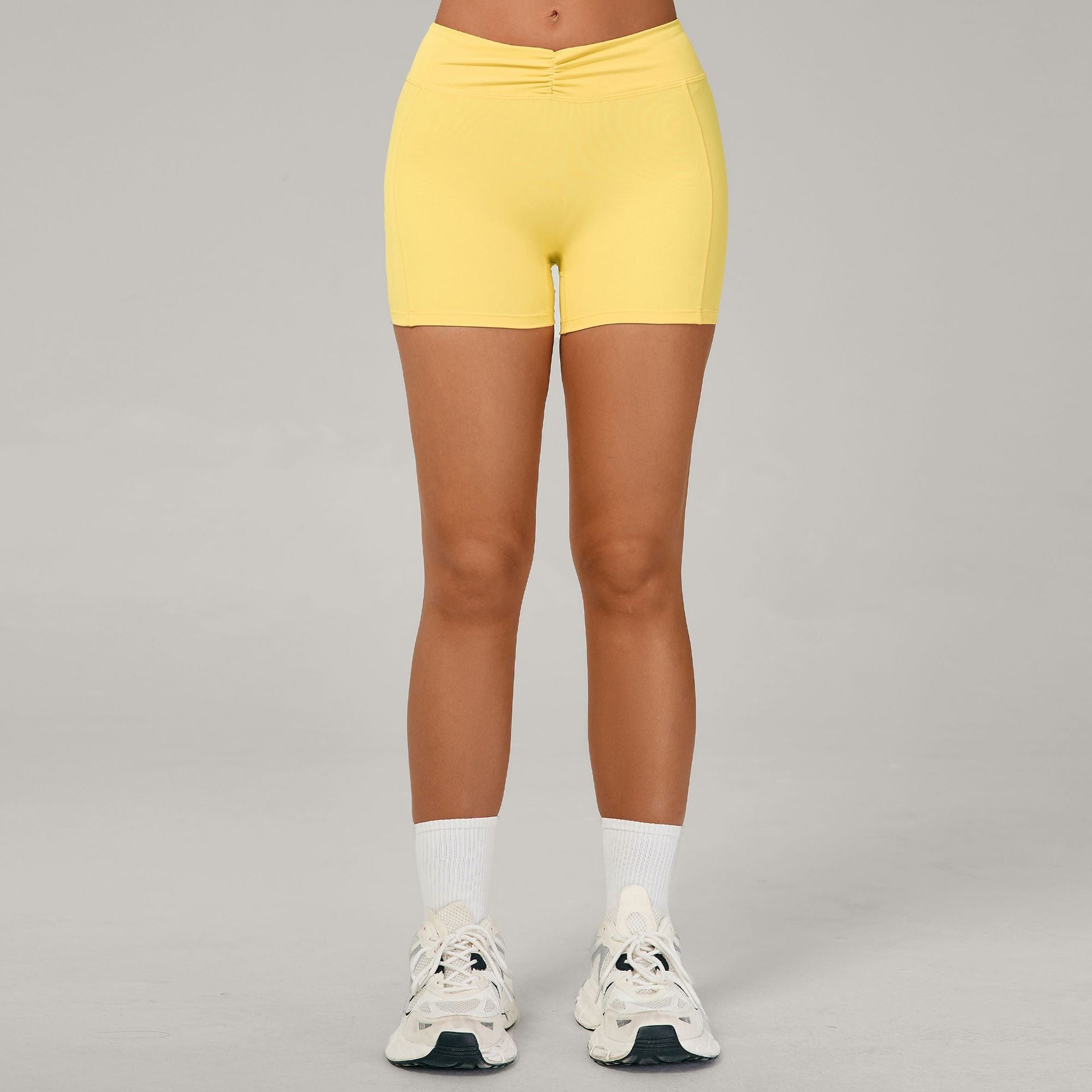 Nylon Tight Yoga Shorts High-Waist Tummy Control Running Fitness Shorts