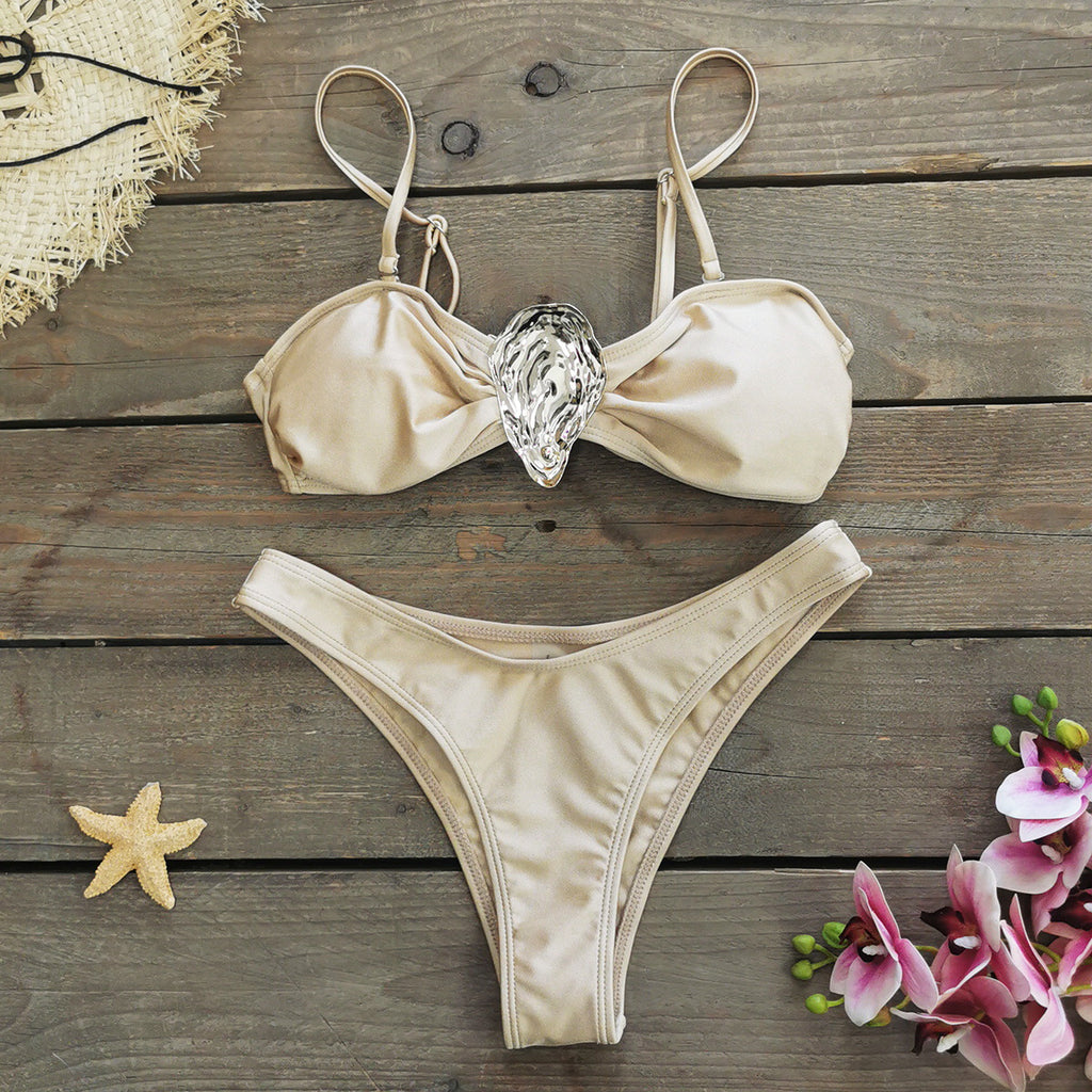 2026 Sexy Bandeau Bikini Three-Piece Set | Solid Color EU & US Style Women Swimwear