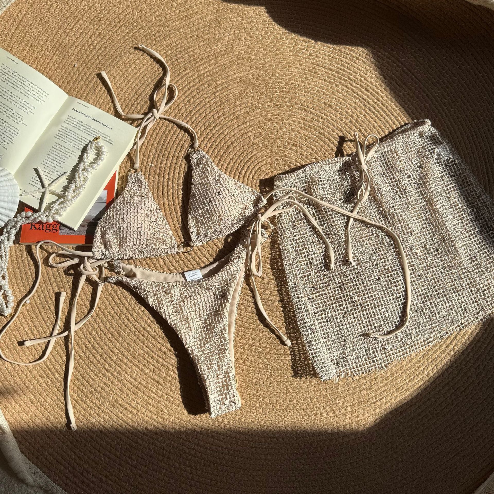 2026 Summer Sexy Tie Back Special Tulle Bikini Set Three Piece Split Swimsuit