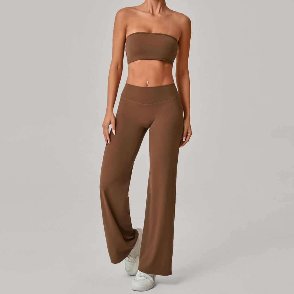 Second-Skin Bandeau Cross Back Yoga Set | Outdoor Running Fitness Two-Piece