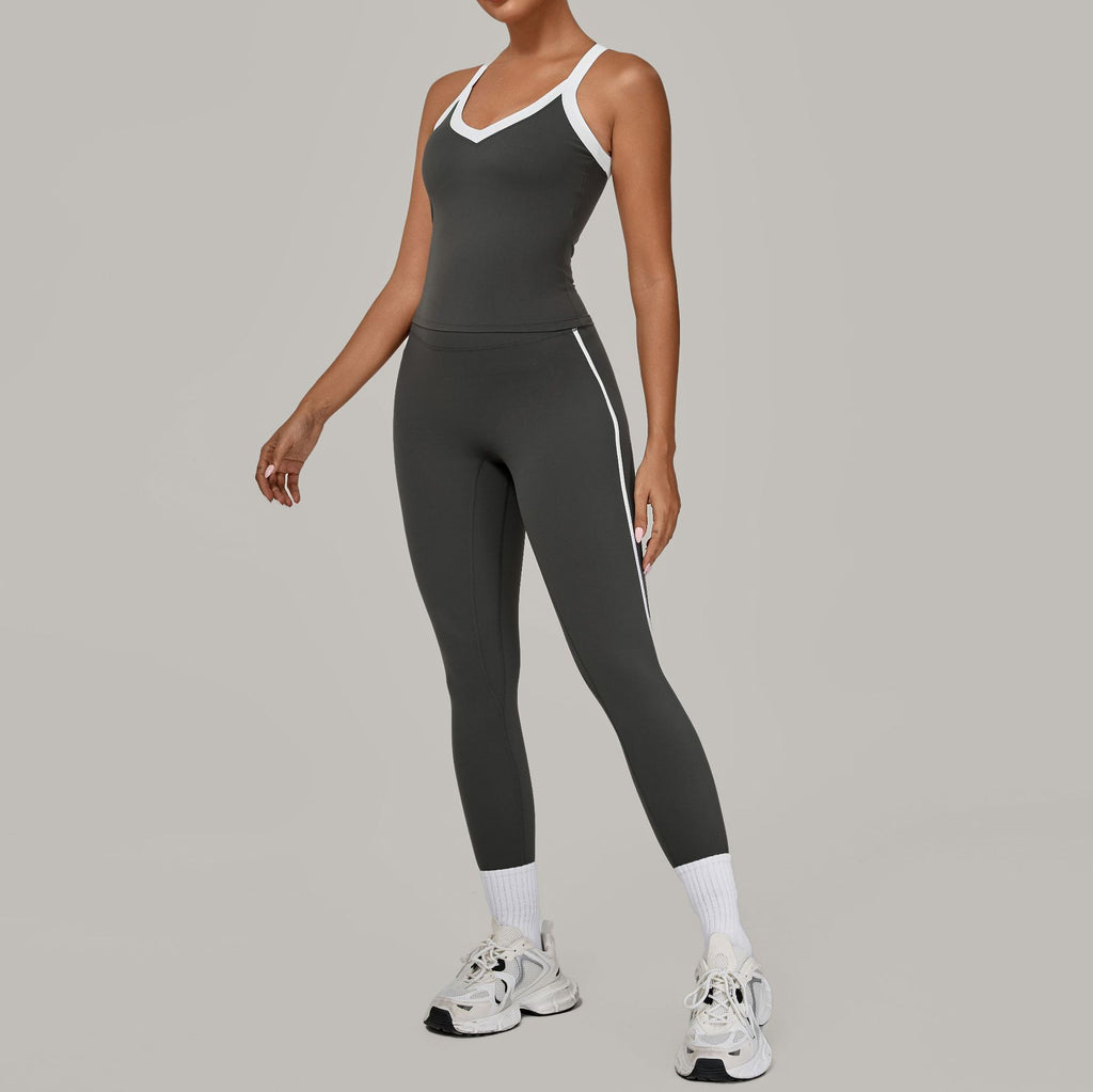Contrast Trim Yoga Set for Women | Second-Skin Compression Fitness Outfit 3230+4601