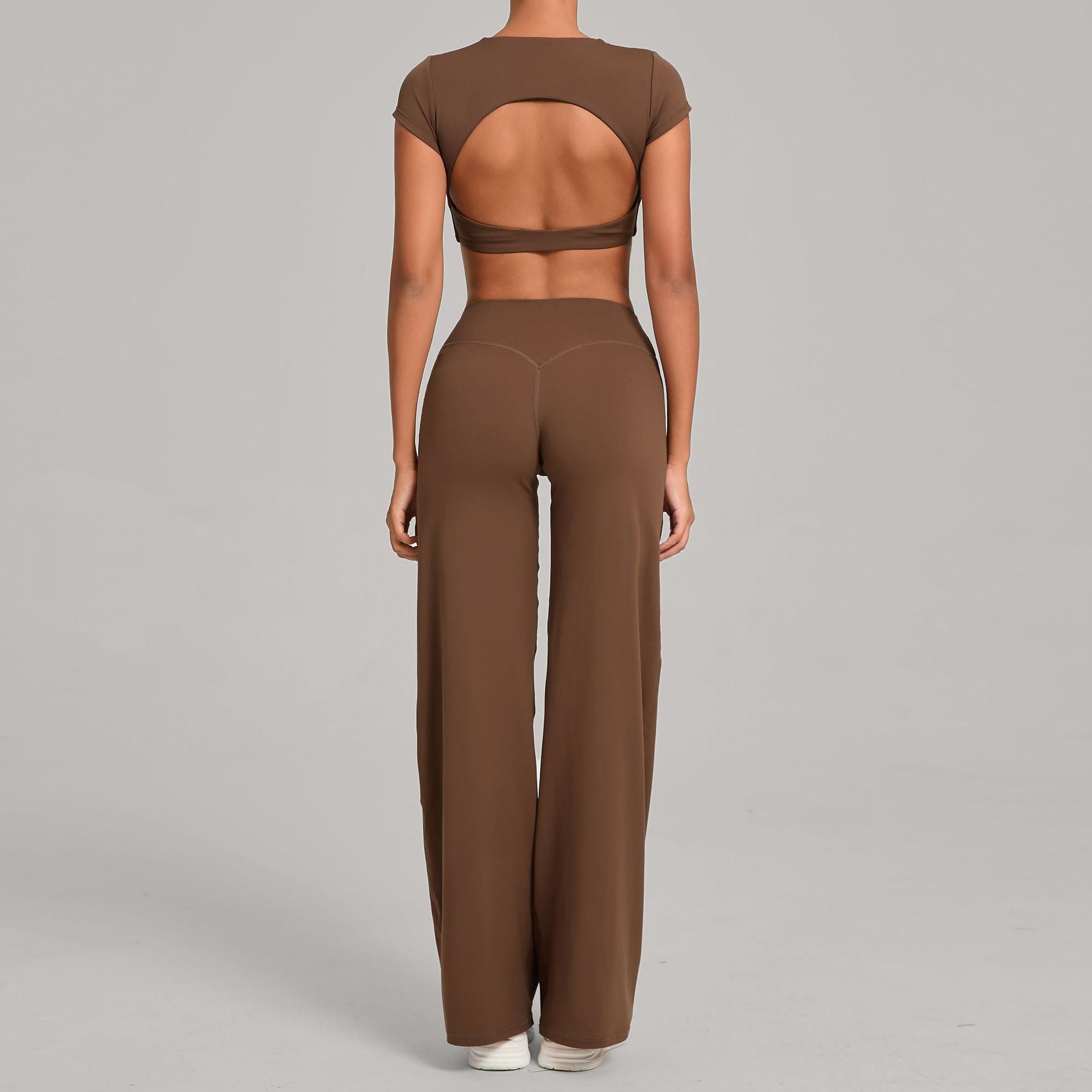 Backless Slim Fit Yoga Set | Quick-Dry Straight-Leg Pants Running & Training Two-Piece