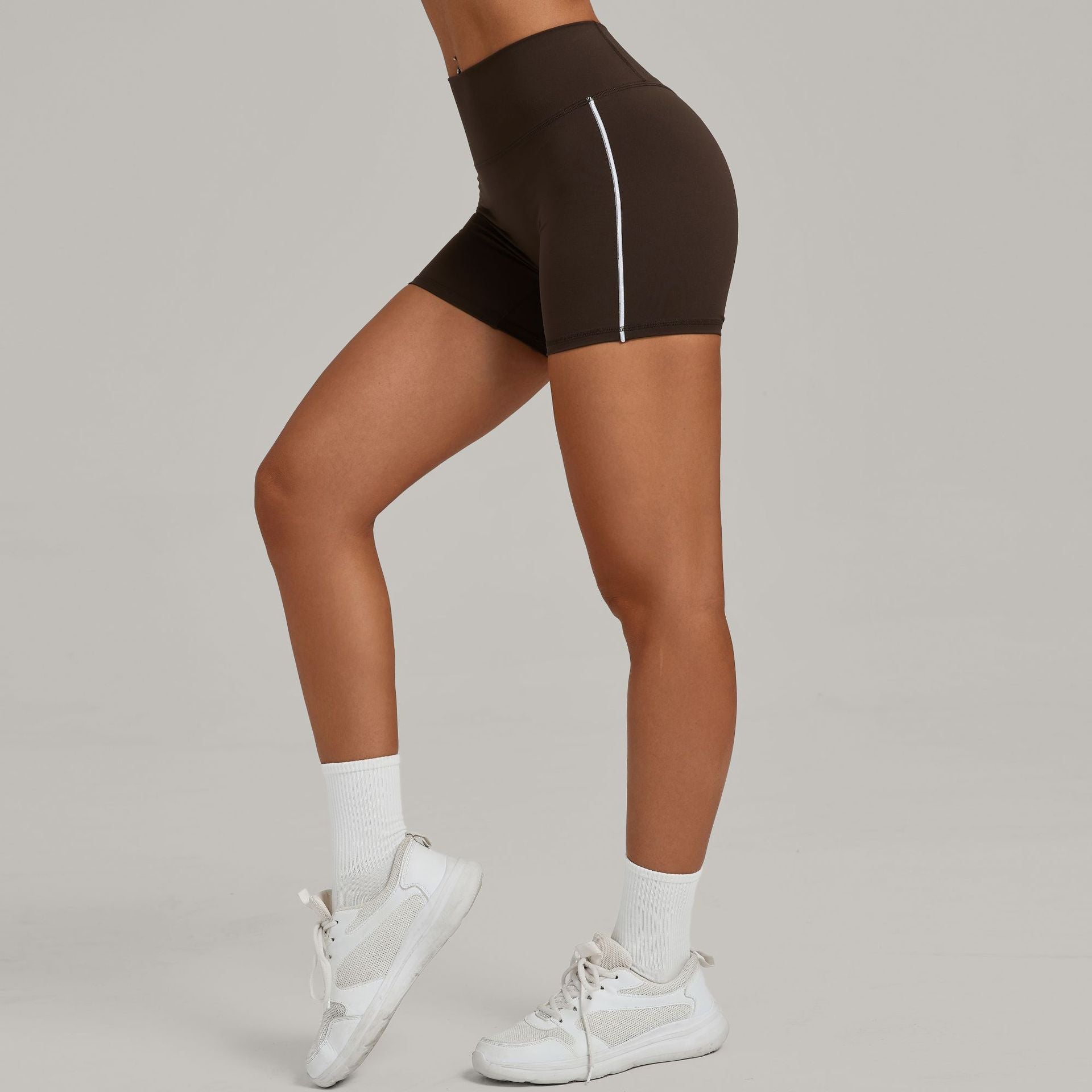 Color Block High-Waist Yoga Shorts Tummy Control Scrunch Butt Workout Shorts