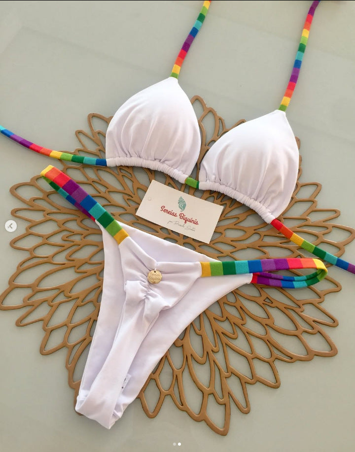 Fashion Sexy Bandeau Bikini Set | Star Metal Accent Beach Swimwear for Women