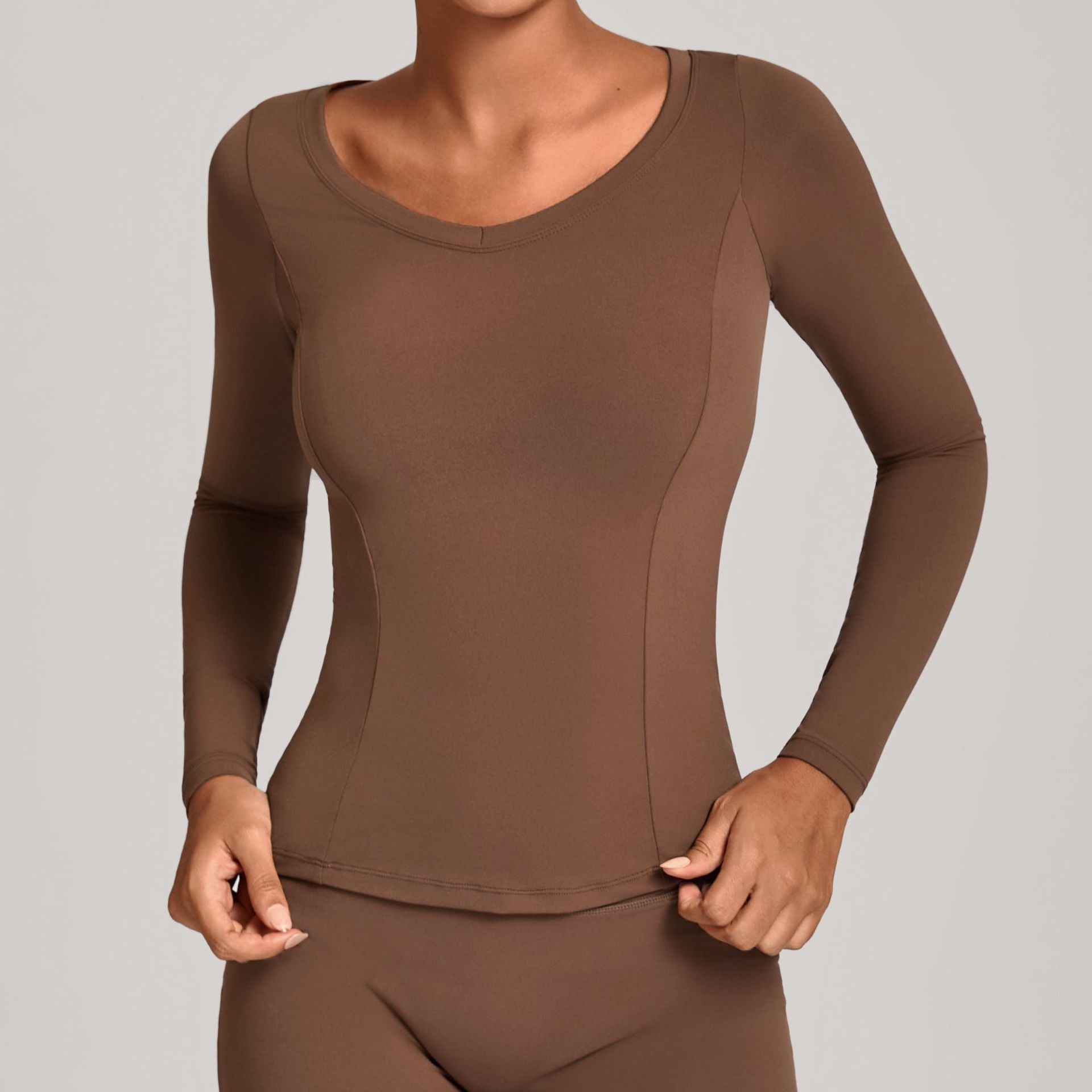 V-Neck Long Sleeve Yoga Jacket | Fall Winter Running & Casual Fitness Top