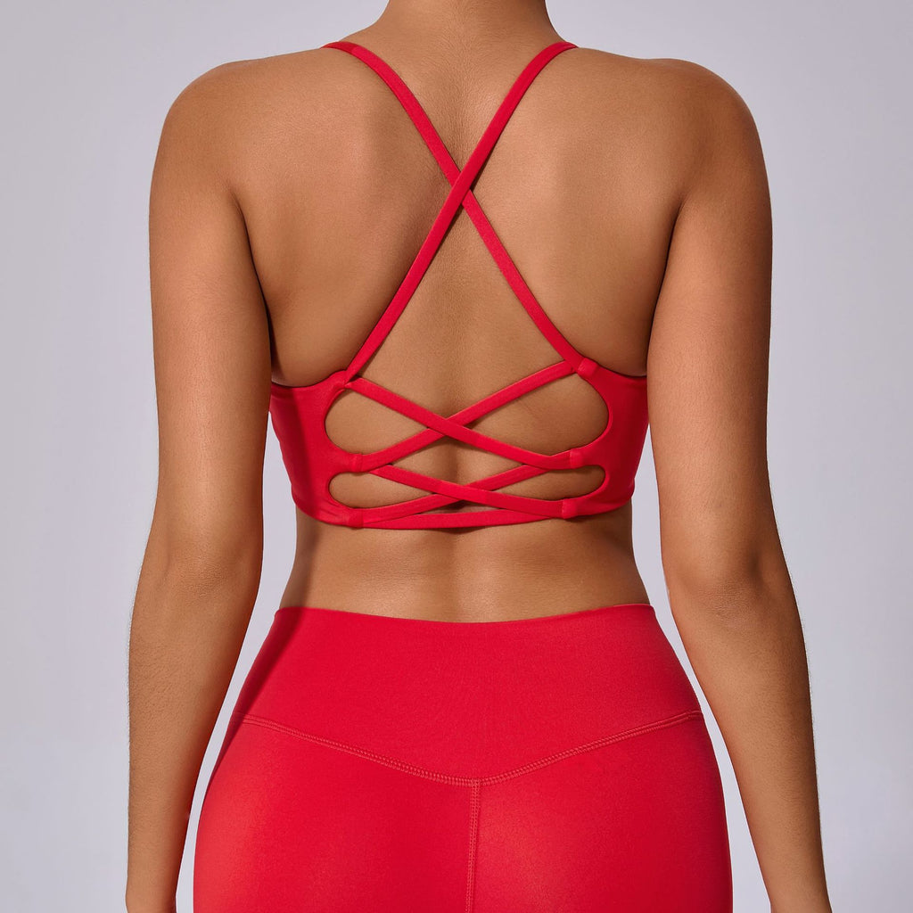 Shockproof Cross Strap Naked-Feel Yoga Bra | Running & Training Cross Back Sports Top