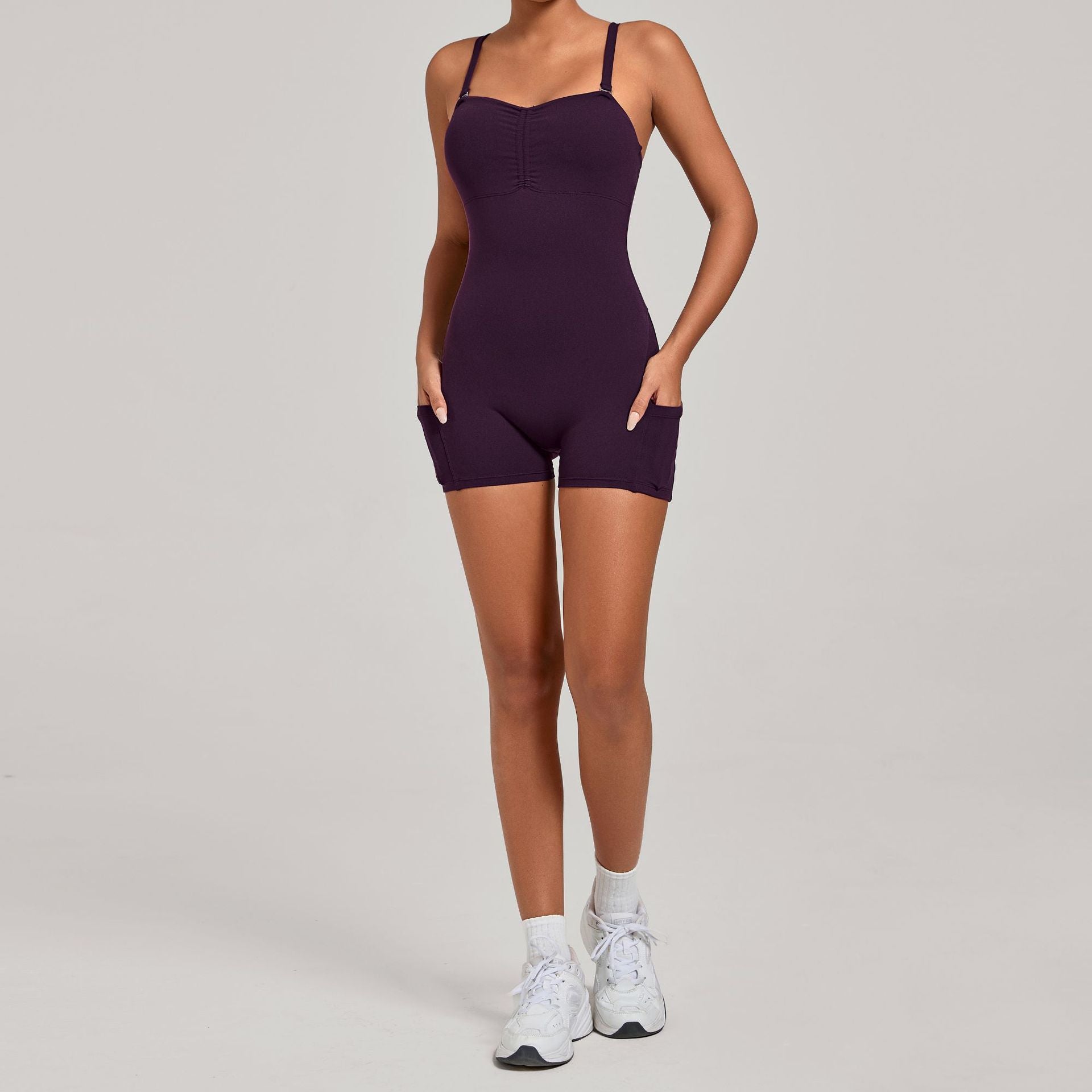 Multi-Way Wear Yoga Jumpsuit Side Pocket Running Fitness Bodysuit