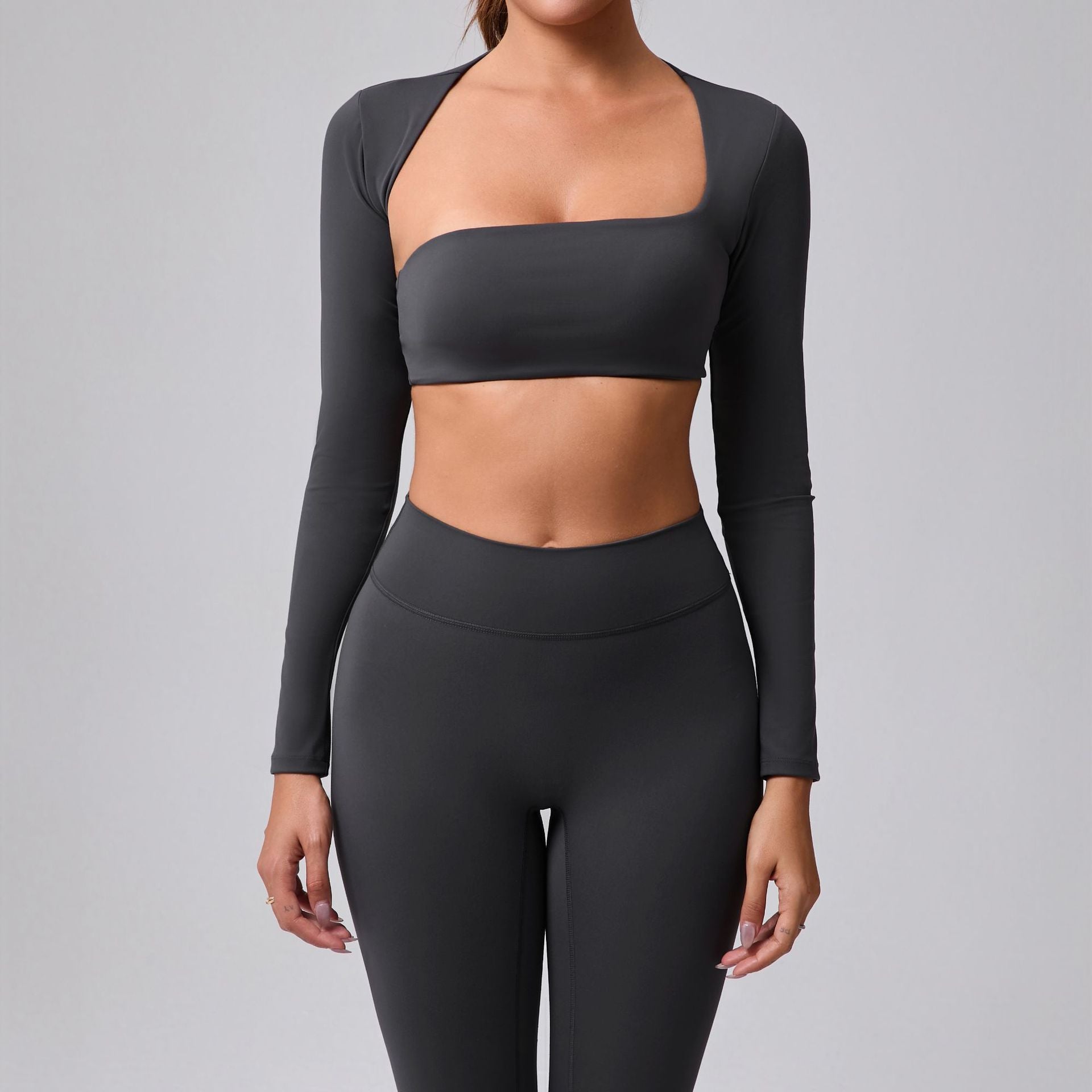Brushed Long Sleeve Yoga Wrap Top | Lightweight Running & Fitness Activewear