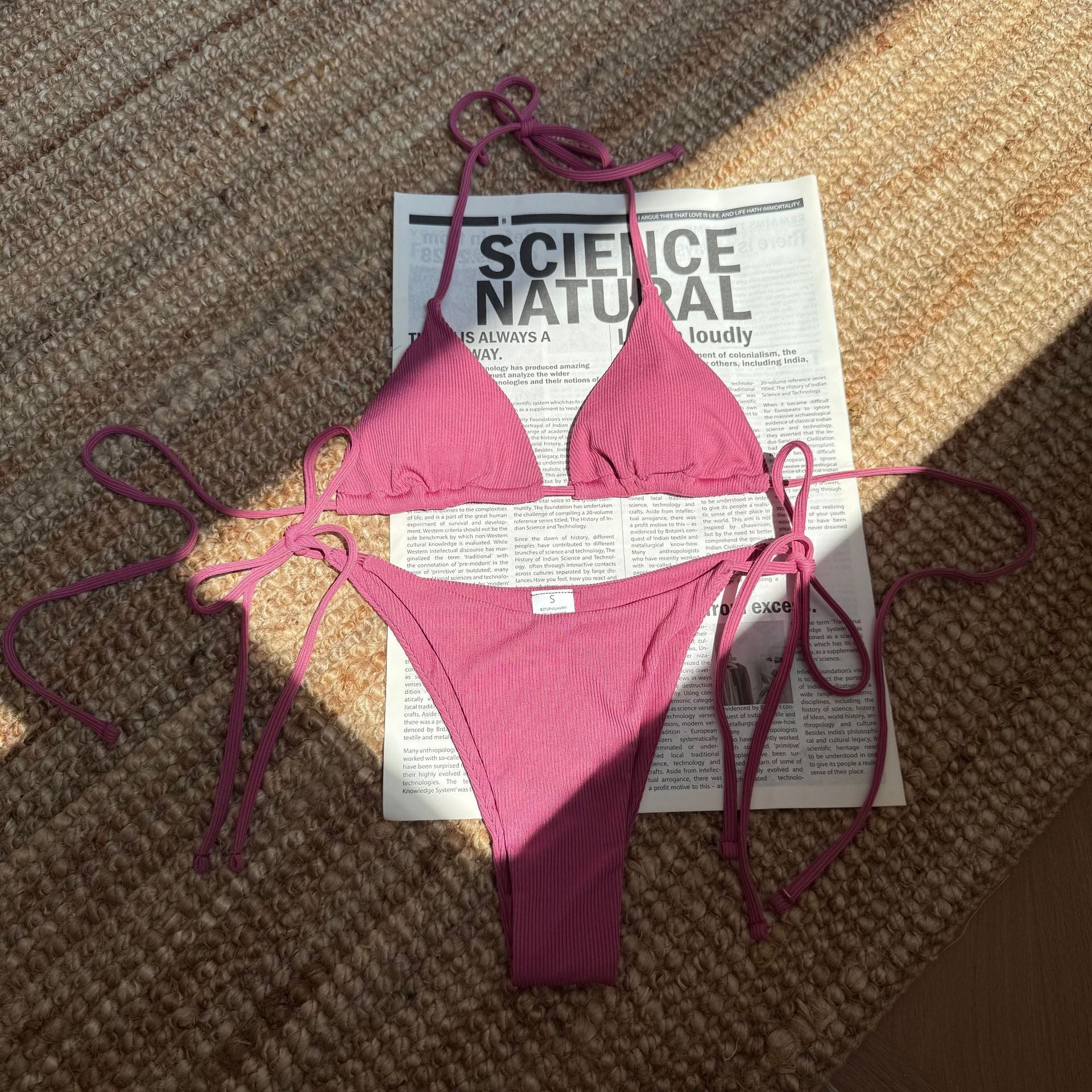 2026 Style Sexy Thong Ribbed Bikini Set Two Piece Split Swimsuit
