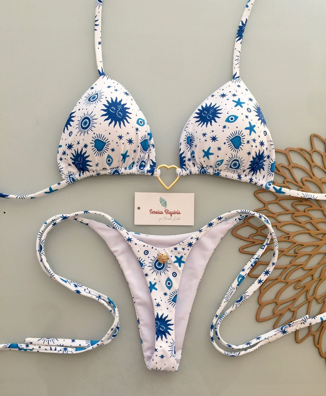 2026 Solid Color Nylon Heart Bikini Set | Low-Waist Tie Fashion Swimwear