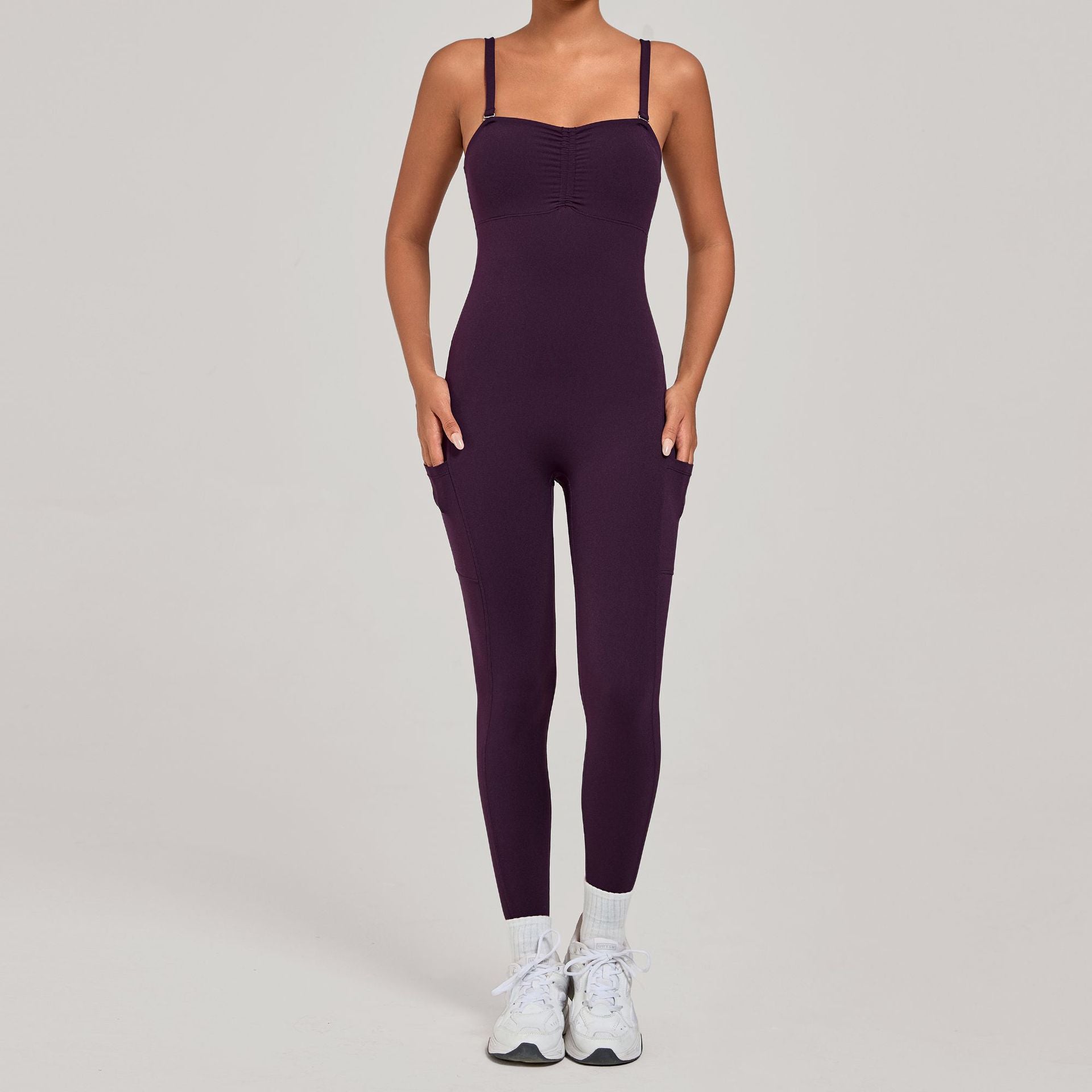 Multi-Way Wear Running Fitness Jumpsuit Side Pocket Yoga One-Piece