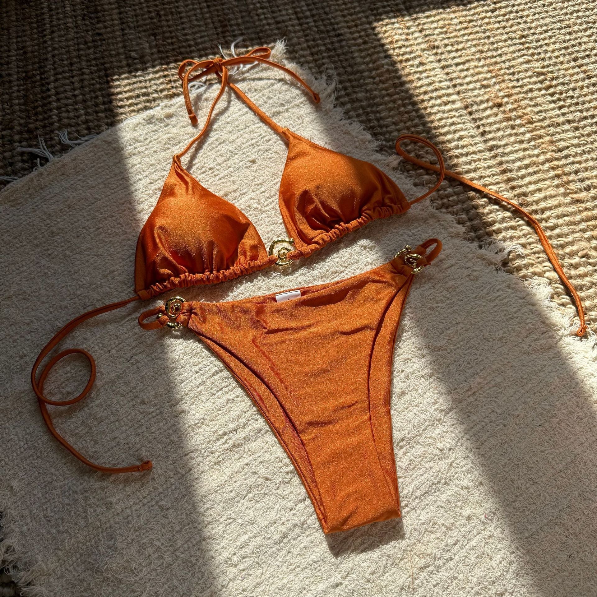 2026 Solid Color Shell Petal Push Up Bikini Set Sexy Two Piece Split Swimsuit