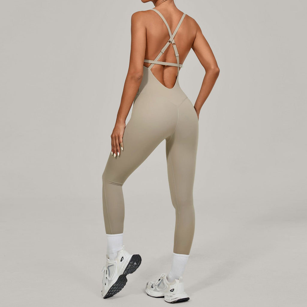 Adjustable Strap Yoga Jumpsuit Dance Backless Tight Fitness Wear