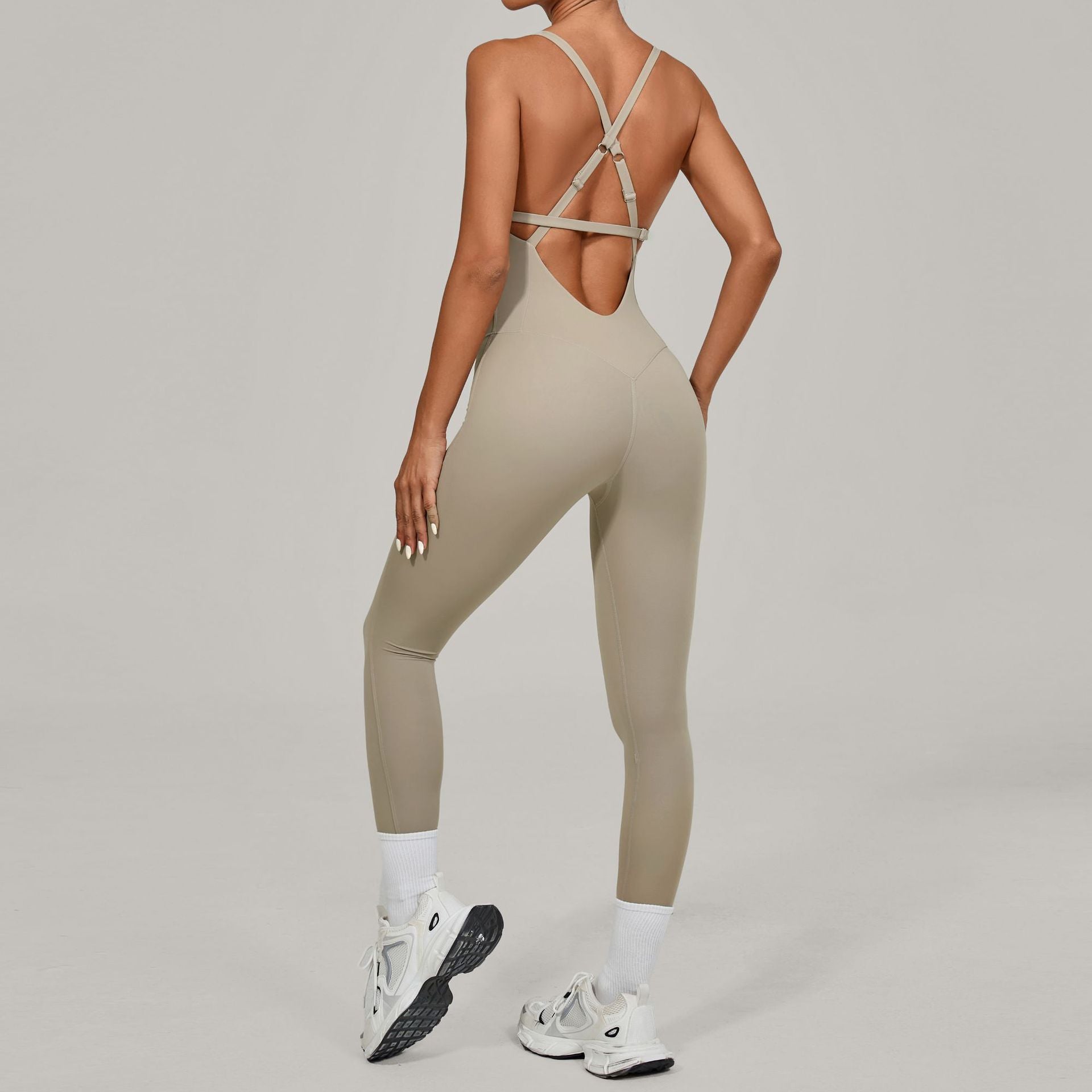 Adjustable Strap Yoga Jumpsuit Dance Backless Tight Fitness Wear