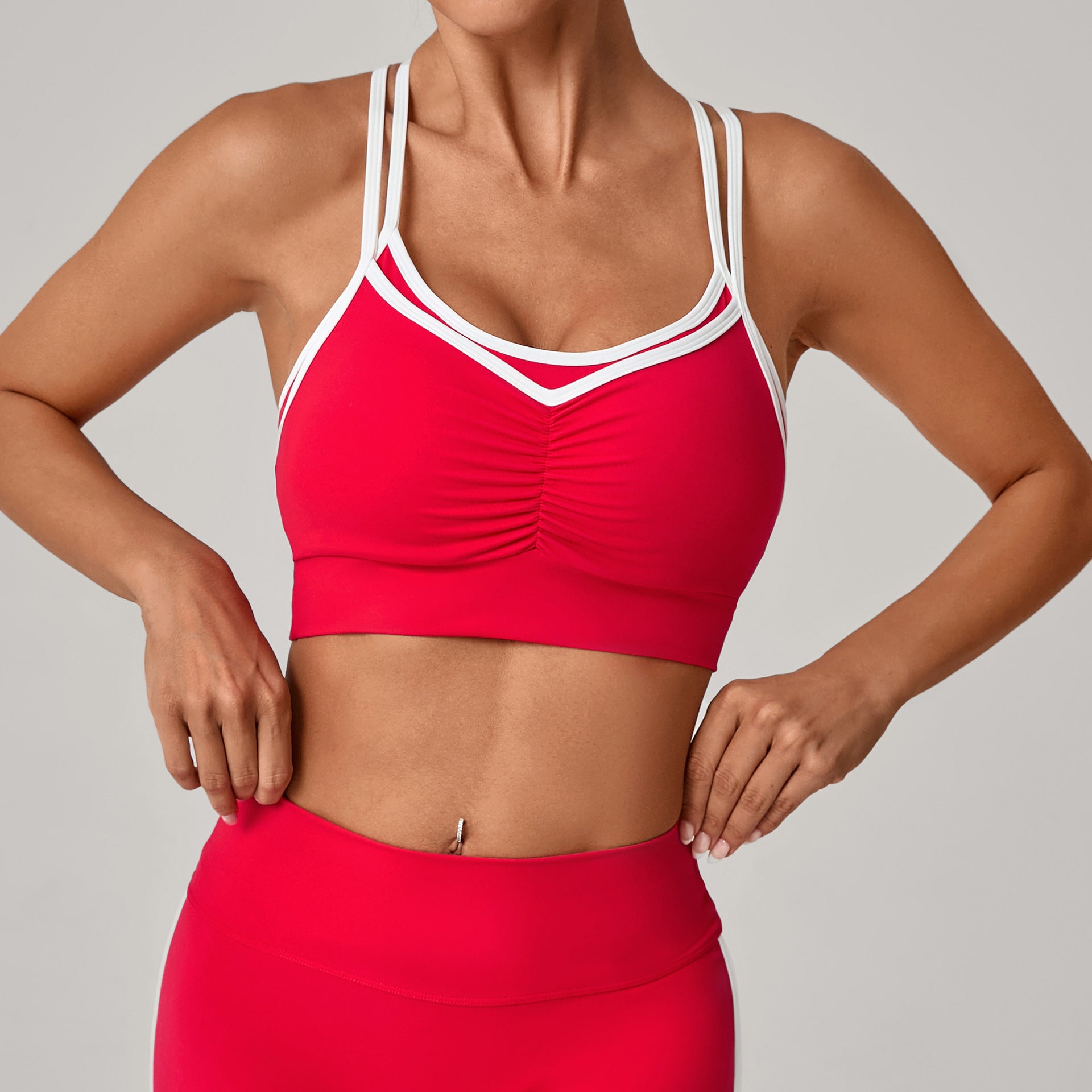 Slim Fit Color Block Naked-Feel Sports Bra | Open Back Yoga Tank for Training 4422