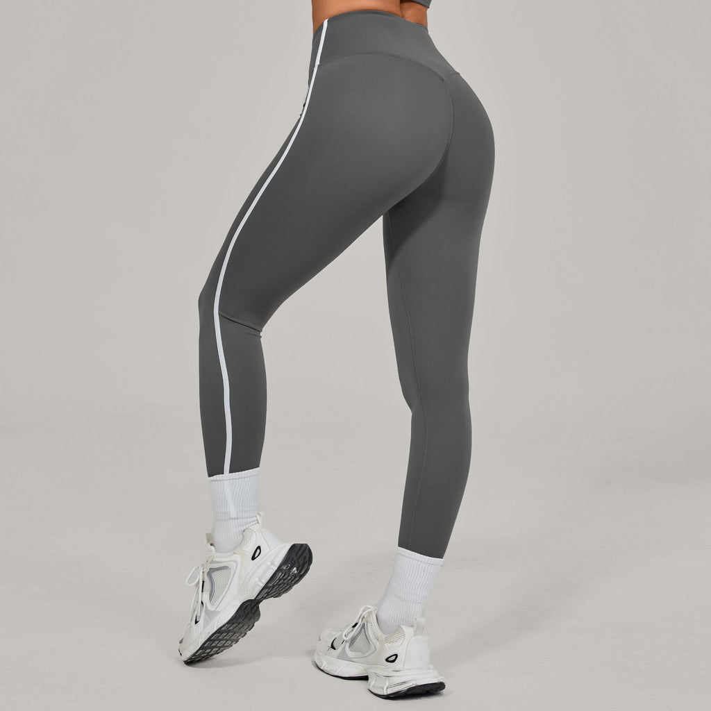 High-Waist Invisible Ruched Yoga Leggings | Color Block Naked-Feel Fitness Pants