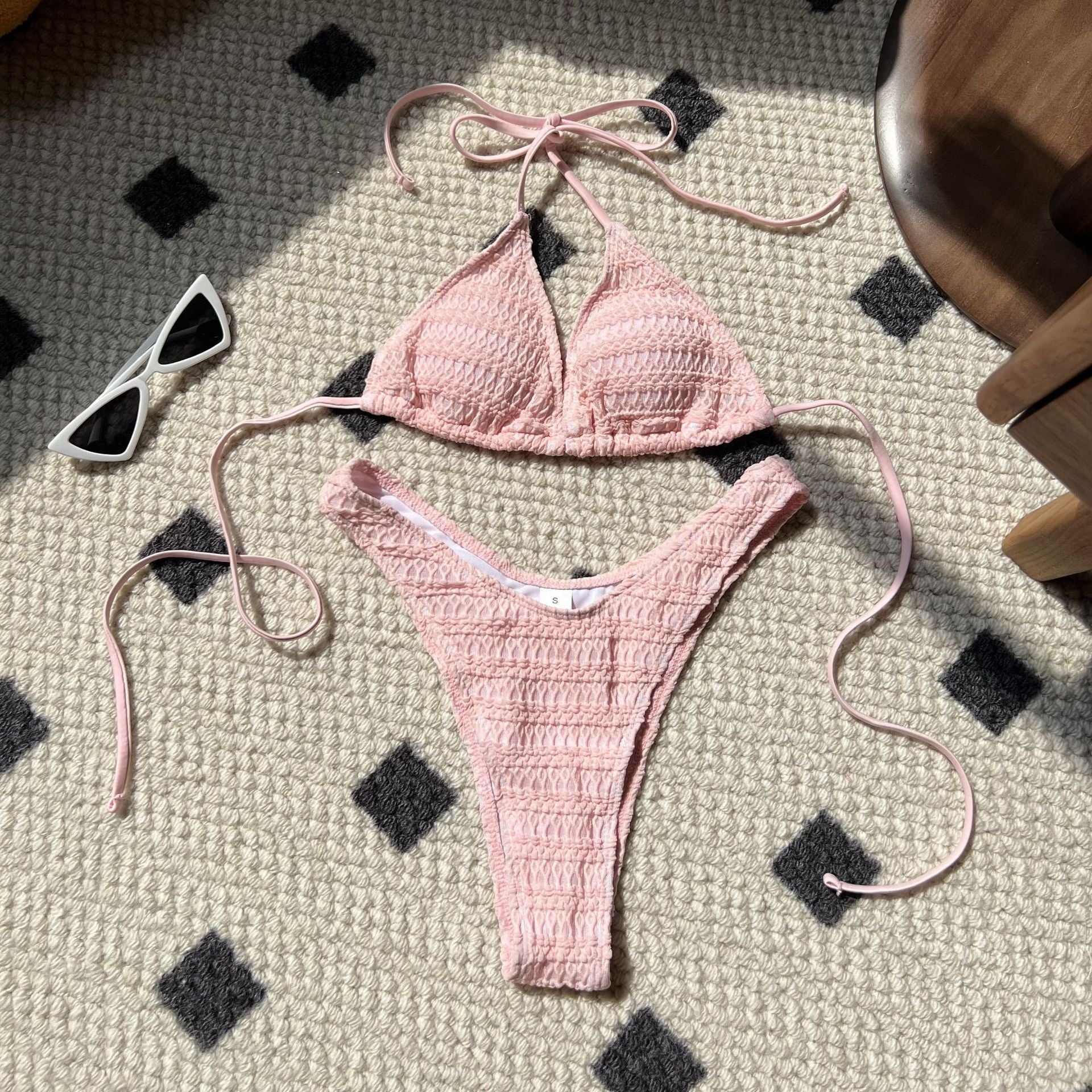2026 Solid Color Sexy Bikini Set Four Piece Beach Vacation Split Swimsuit INS Style