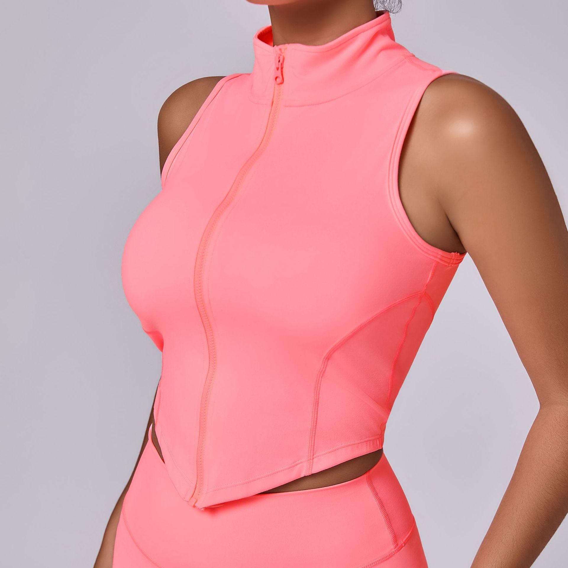 Sleeveless High Neck Zip-Up Sports Vest for Women | Yoga & Running Quick-Dry Jacket