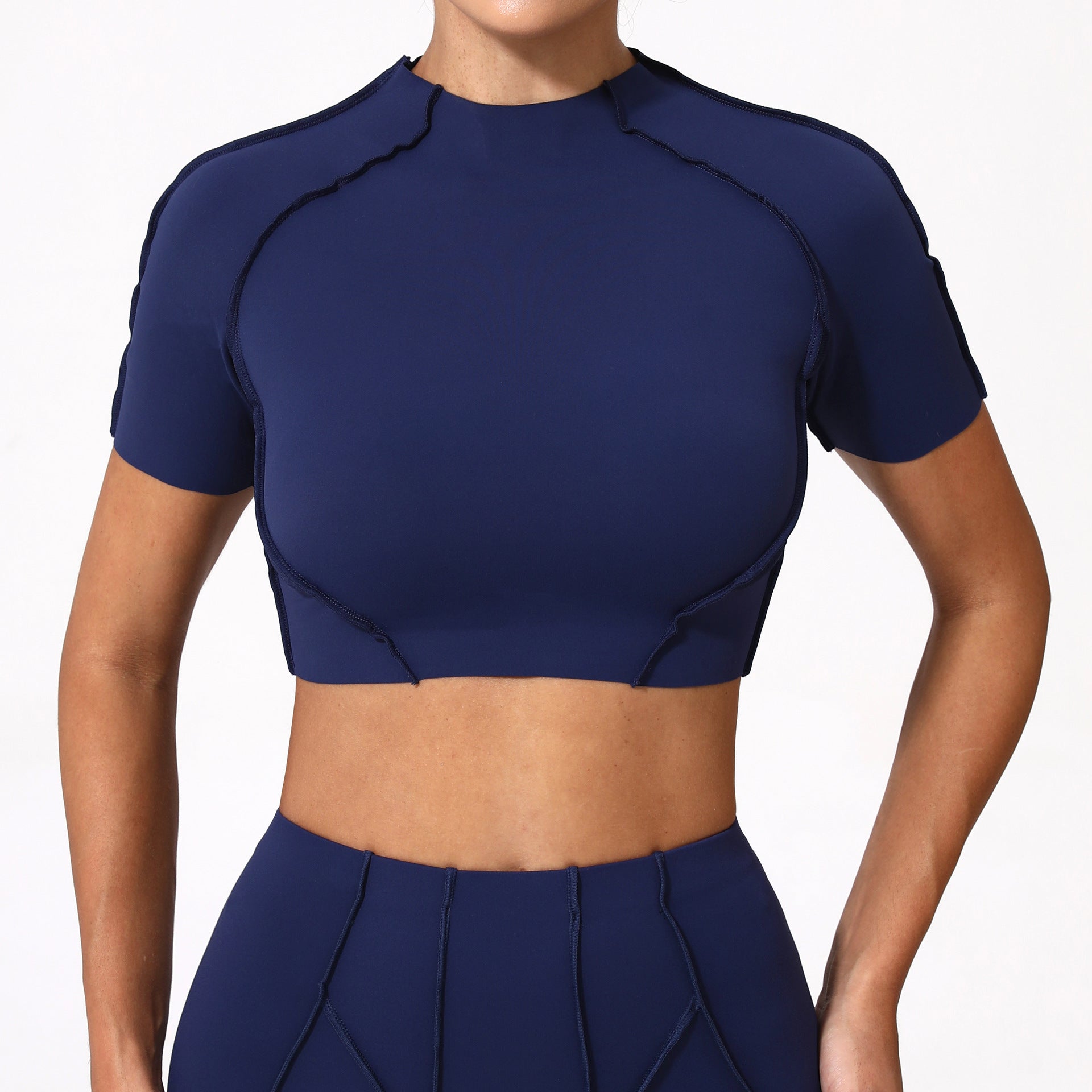 3D Seam Sculpting Yoga Tee｜Slim-Fit No-Bra High-Stretch Lightweight Fitness Top
