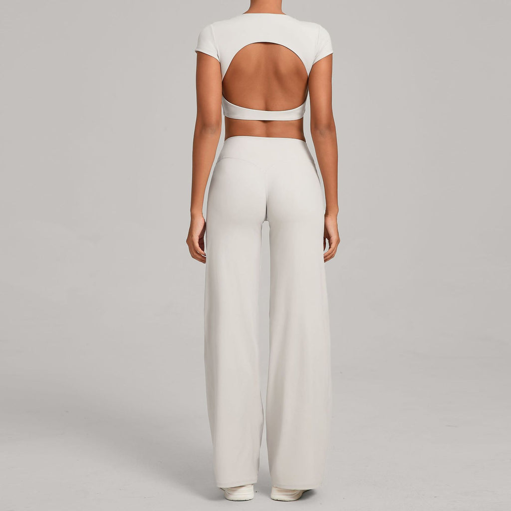 Backless Slim Fit Yoga Set | Quick-Dry Straight-Leg Pants Running & Training Two-Piece