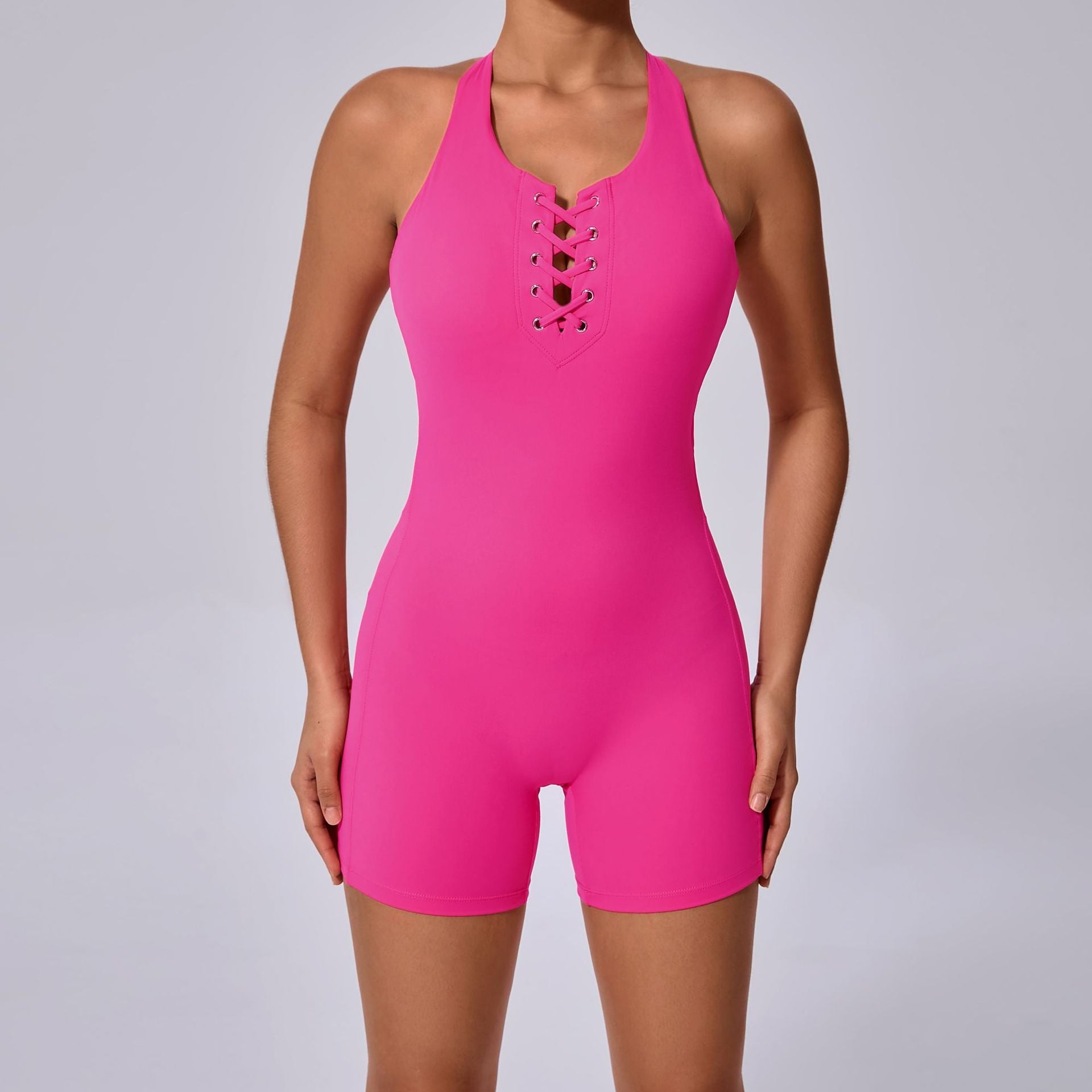 Cross Back Cutout Yoga Jumpsuit Scrunch Butt Quick-Dry Gym Bodysuit