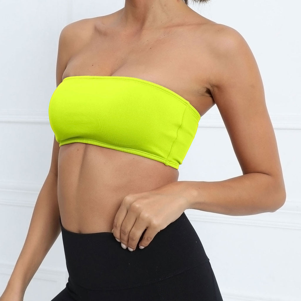New Strapless Bandeau Yoga Sports Bra | Cross Back Fitness & Training Bra