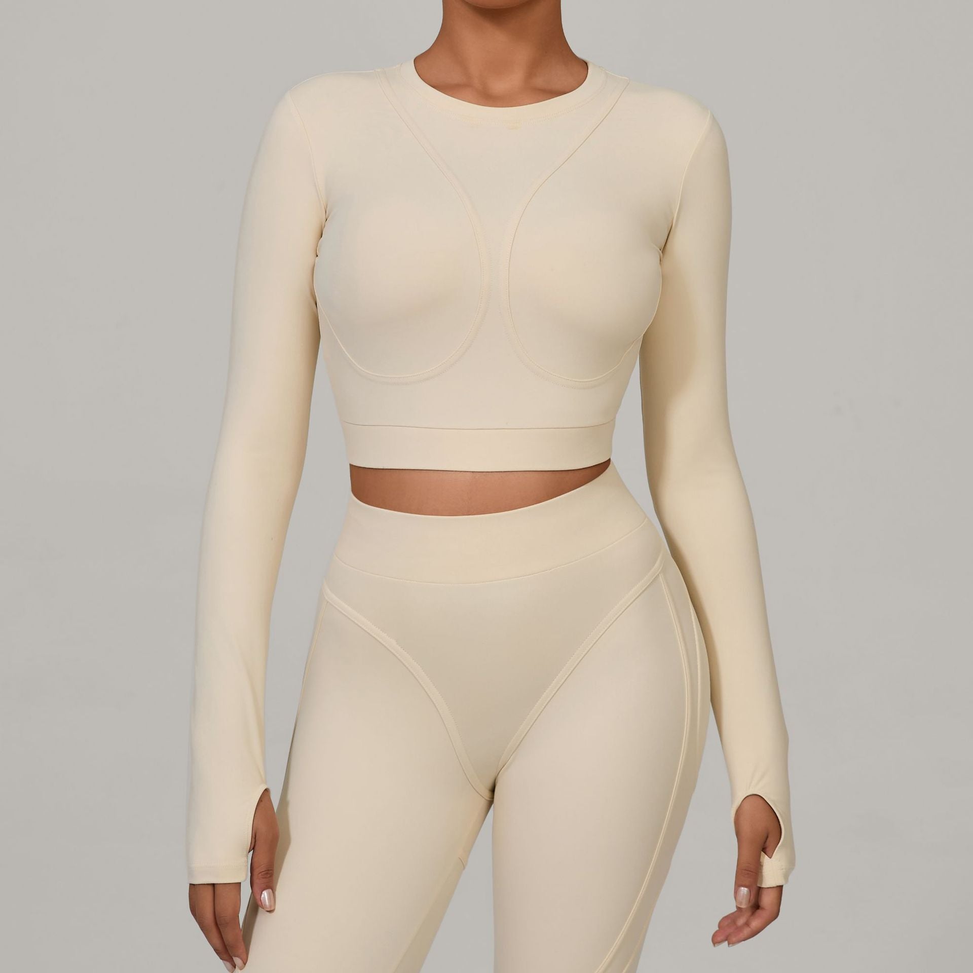 Seamless Patchwork Long Sleeve Yoga Top | Autumn Winter High-Impact Fitness Wear