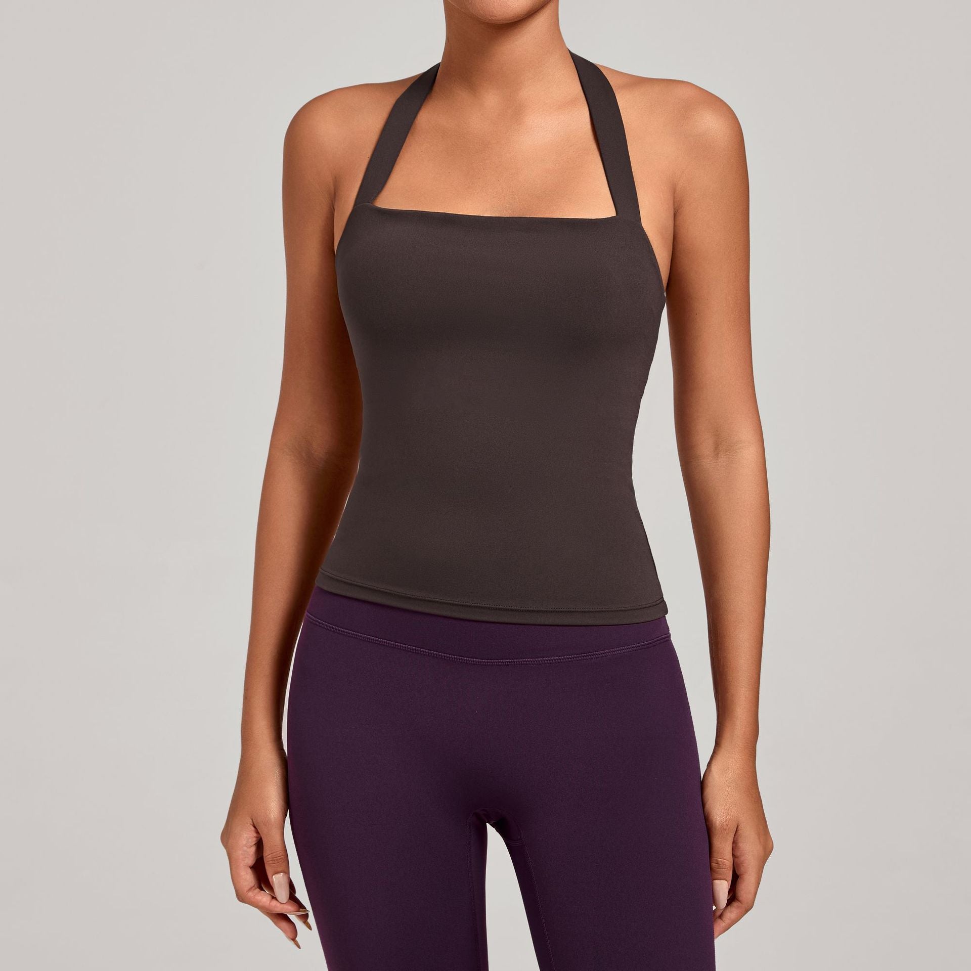 Halter Neck Yoga Tank Top | Naked-Feel Slim Fit Cross Back Sports Bra for Women