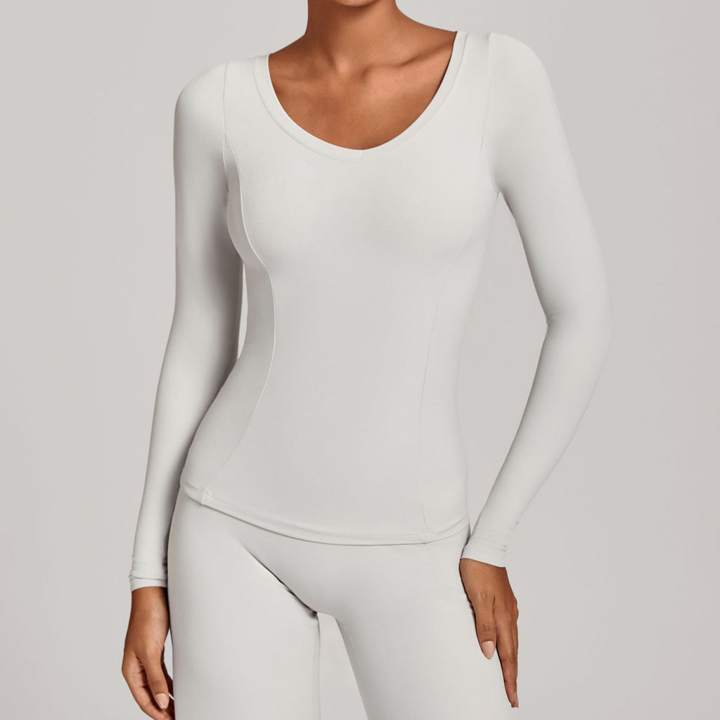 V-Neck Long Sleeve Yoga Jacket | Fall Winter Running & Casual Fitness Top