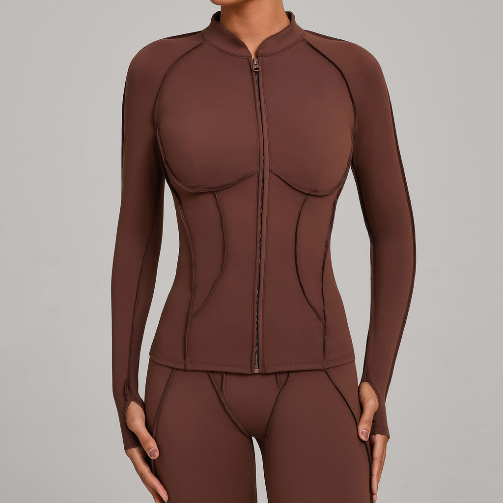 High Neck Zip-Up Long Sleeve Yoga Jacket | Slim Fit Quick-Dry Fitness Outerwear