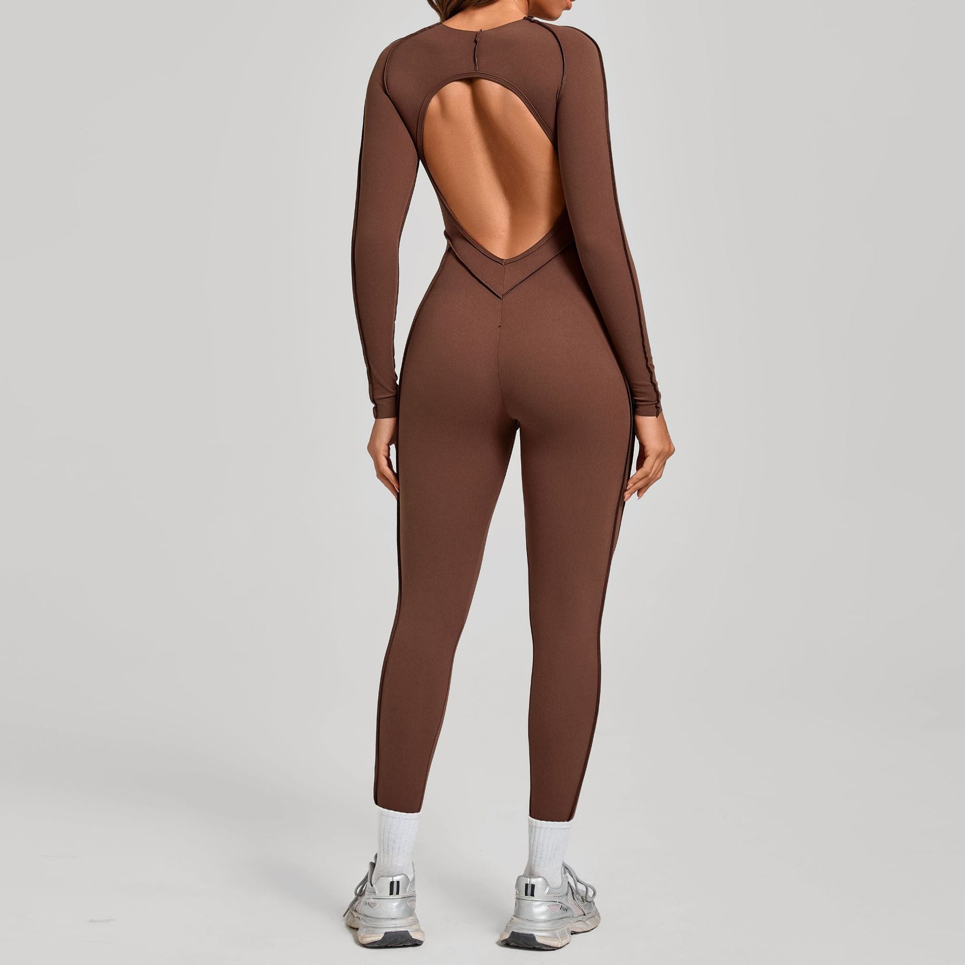 3D Panel Autumn Winter Tight Backless Yoga Jumpsuit Fitness One-Piece