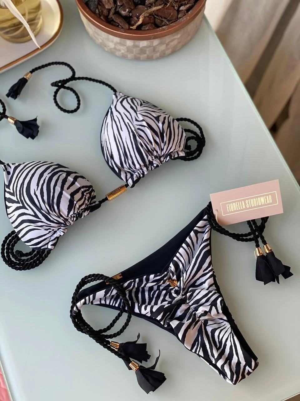 Sexy Vacation Bikini Set | Solid Color Braided String Split Swimwear for Hot Springs & Beach