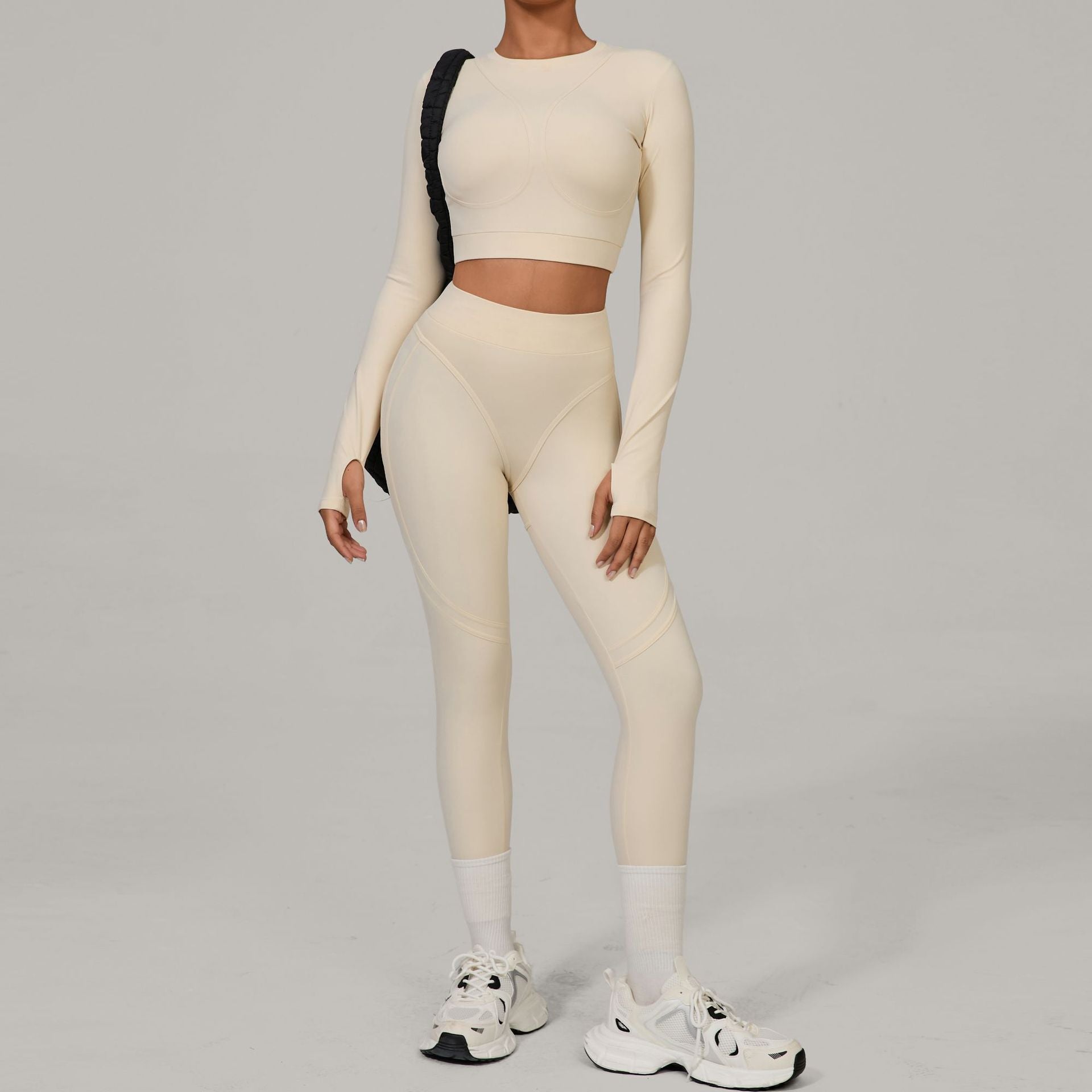 Brushed Compression Quick-Dry Yoga Set | Winter Outdoor Running Outfit