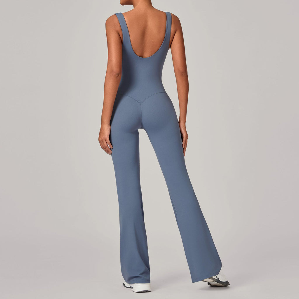Flared Yoga Jumpsuit One-Piece Tight Wide-Leg Running Fitness Wear