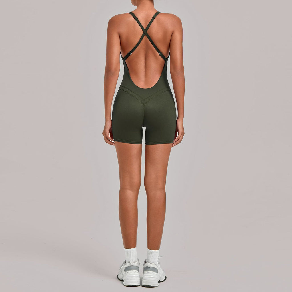 New Cross Back Yoga Jumpsuit Tight One-Piece Running Gym Bodysuit