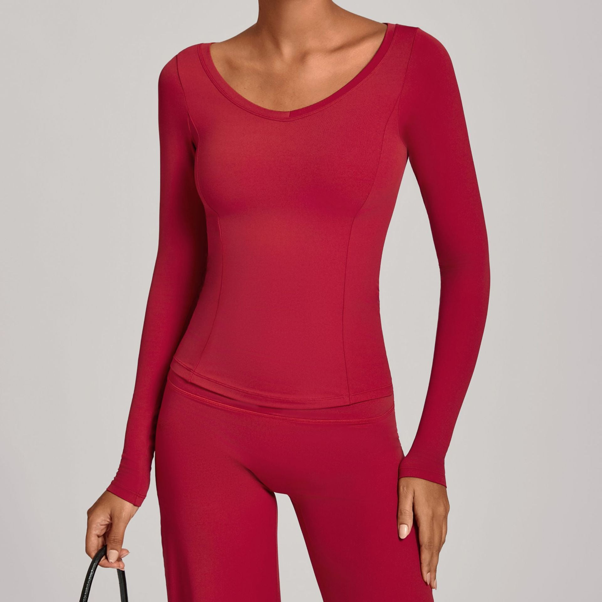 V-Neck Long Sleeve Yoga Jacket | Fall Winter Running & Casual Fitness Top