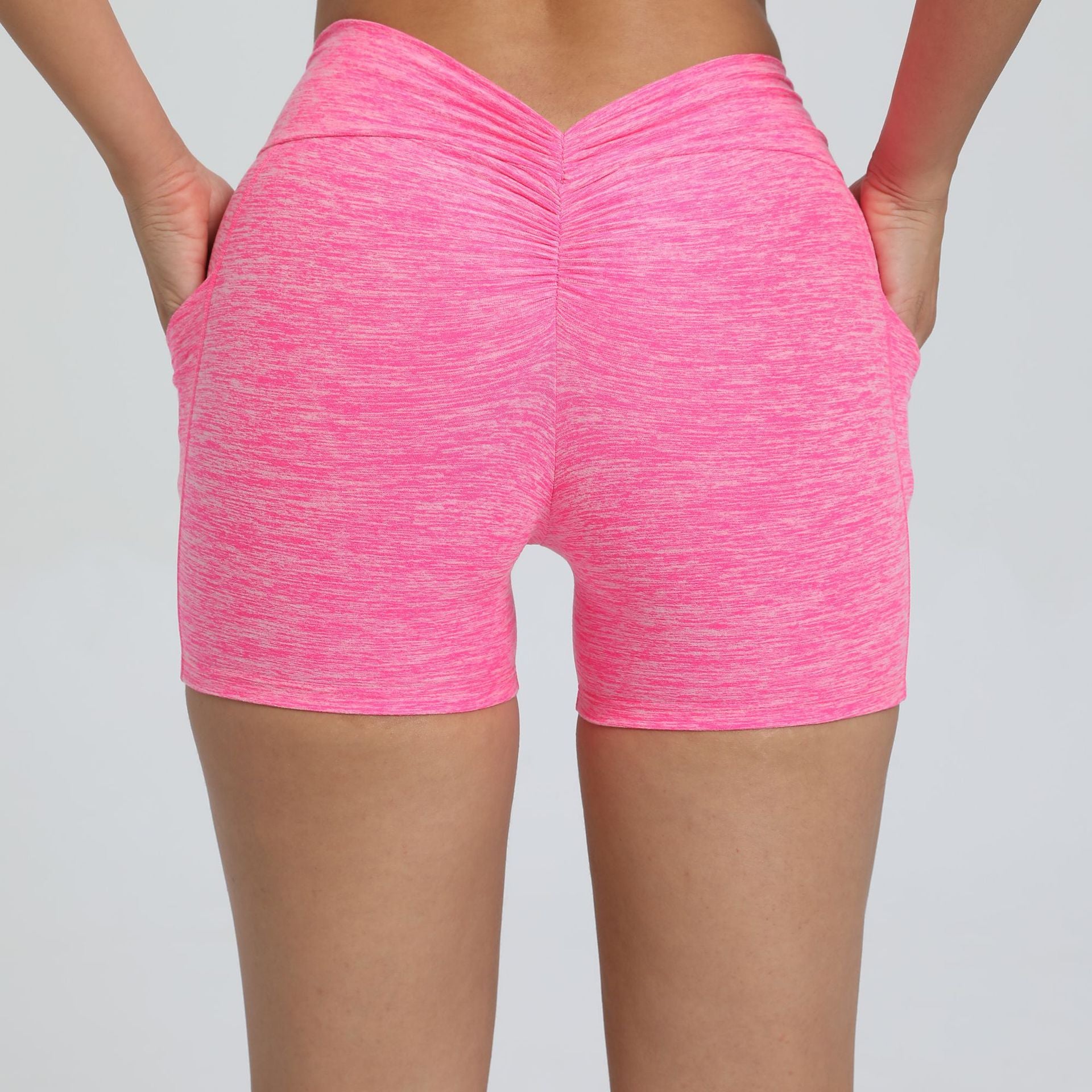 Scrunch Butt High-Waist Yoga Shorts Stretch Side Pocket Running Fitness Shorts