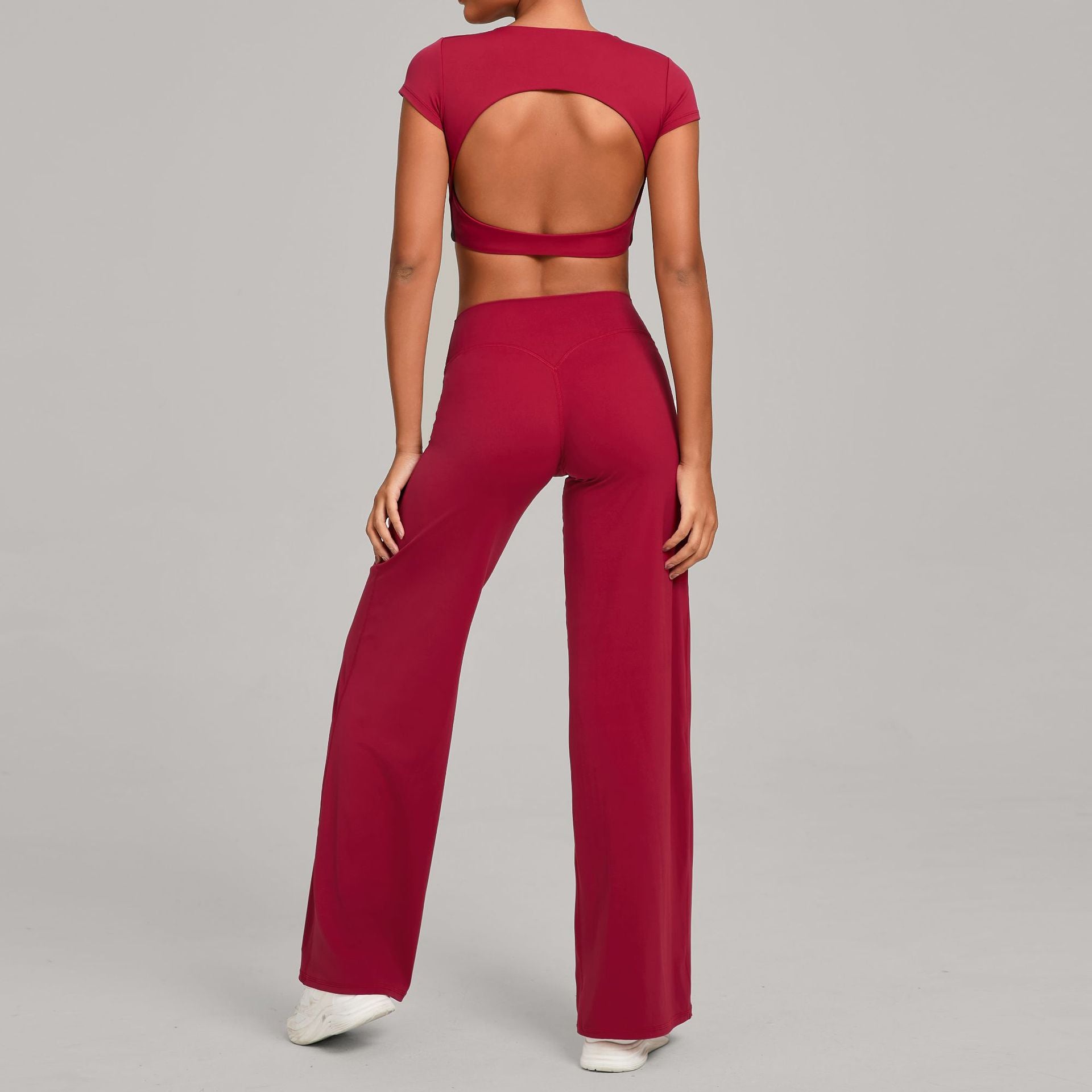 Backless Slim Fit Yoga Set | Quick-Dry Straight-Leg Pants Running & Training Two-Piece