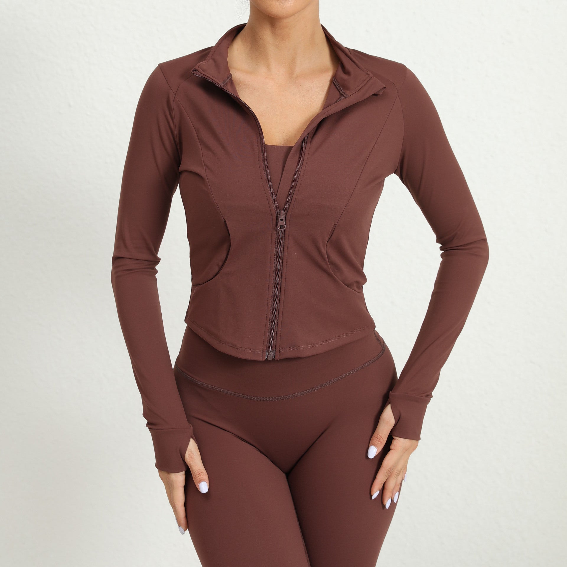 Outdoor Running Yoga Jacket for Women | Zip-Up High Neck Quick-Dry Long Sleeve Top