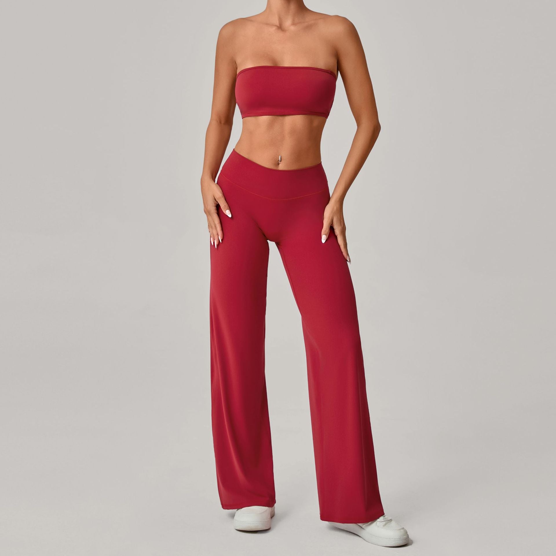 Second-Skin Bandeau Cross Back Yoga Set | Outdoor Running Fitness Two-Piece