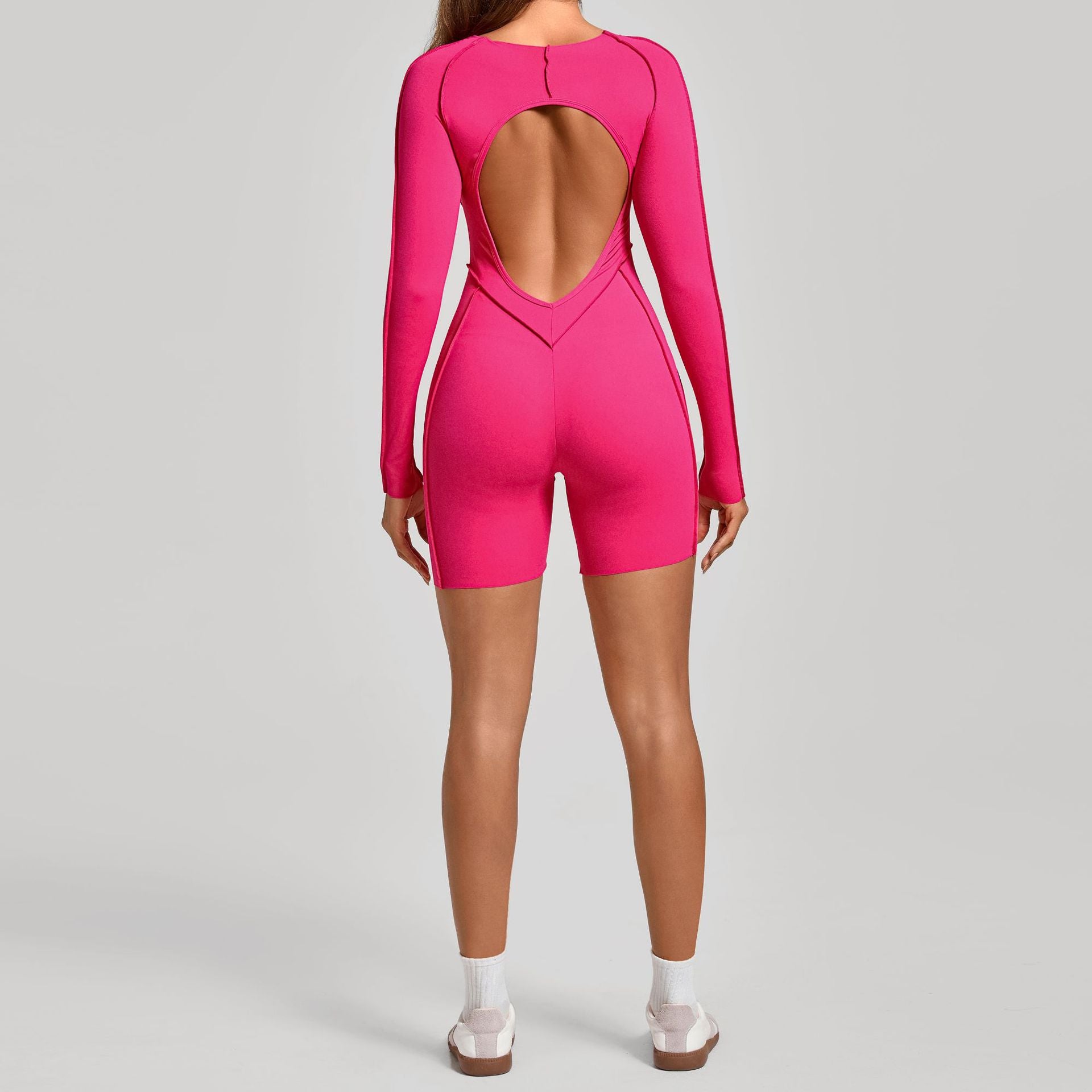 3D Seam Long Sleeve Yoga Jumpsuit Backless Tight Fitness Bodysuit