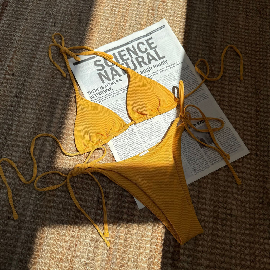 2026 Style Sexy Thong Ribbed Bikini Set Two Piece Split Swimsuit
