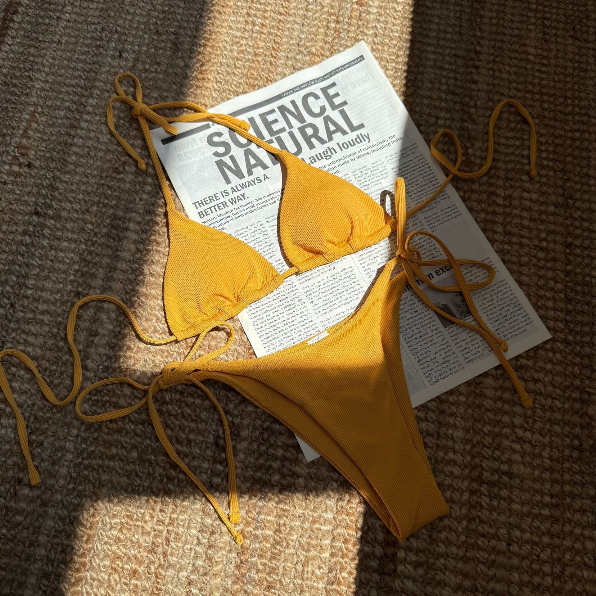 2026 Style Sexy Thong Ribbed Bikini Set Two Piece Split Swimsuit