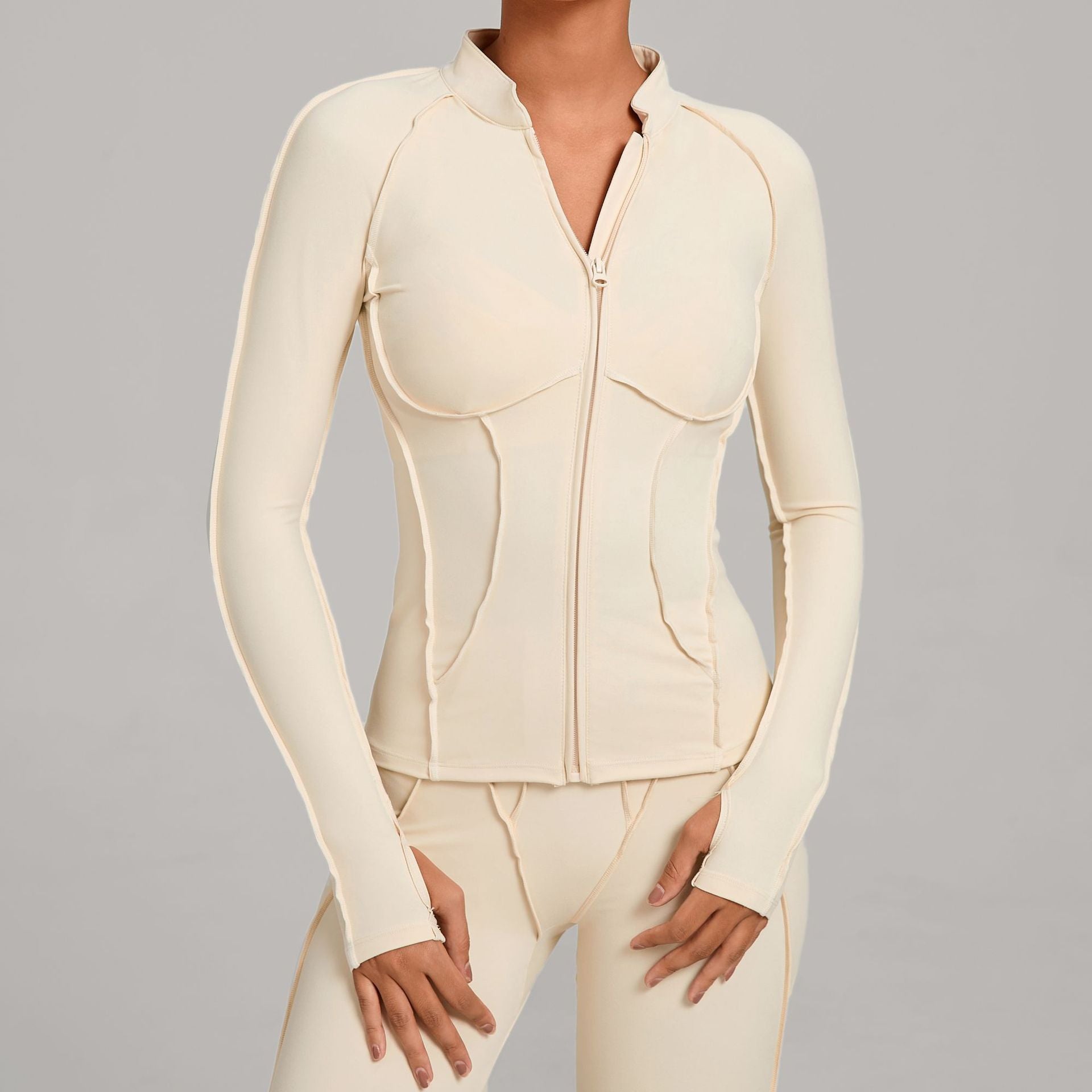 High Neck Zip-Up Long Sleeve Yoga Jacket | Slim Fit Quick-Dry Fitness Outerwear