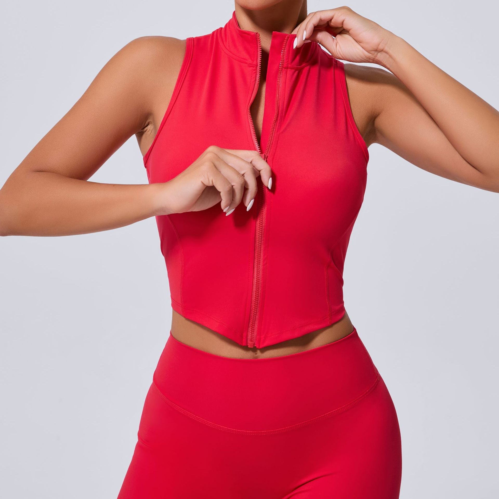 Sleeveless High Neck Zip-Up Sports Vest for Women | Yoga & Running Quick-Dry Jacket